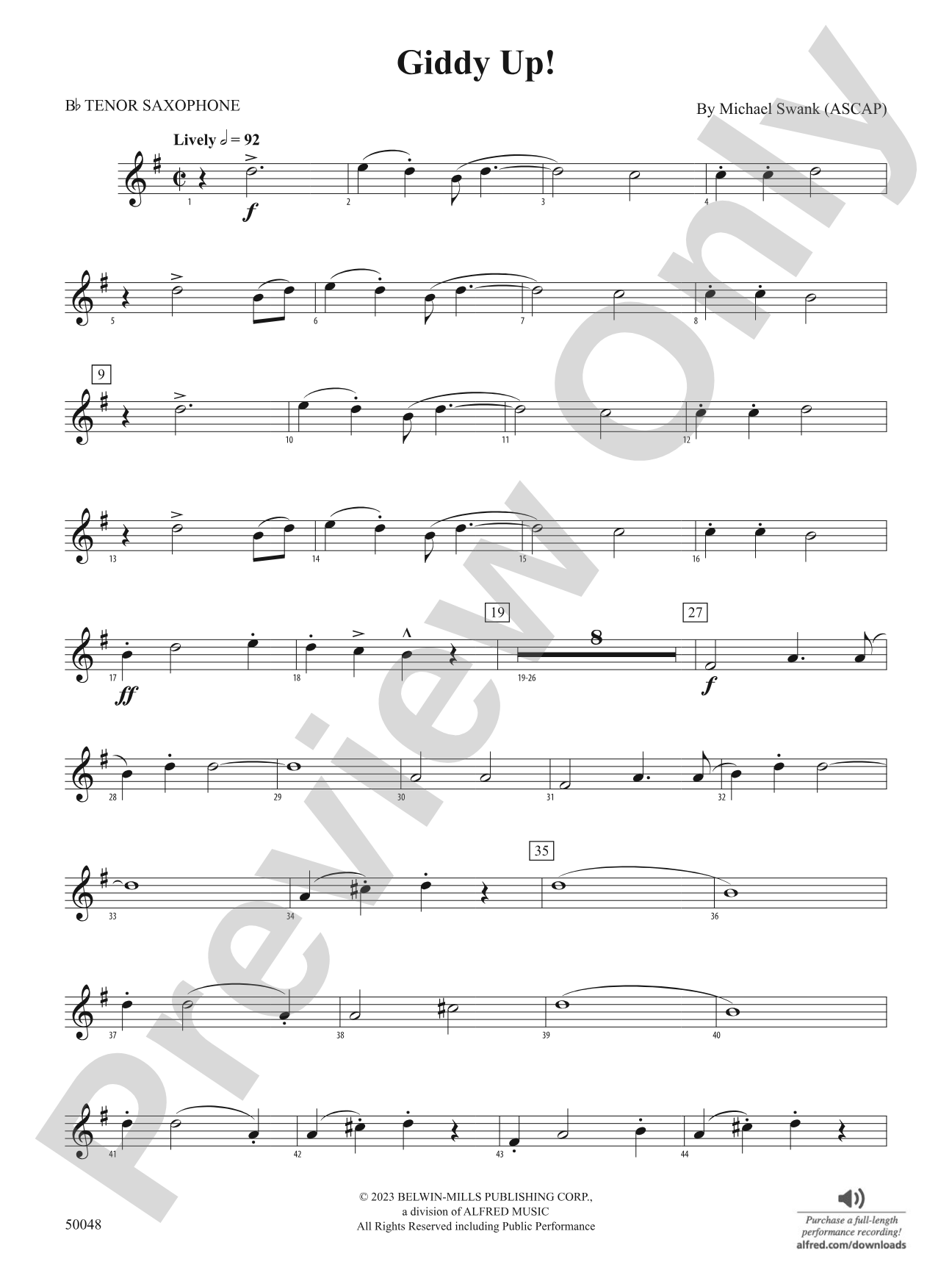 Giddy Up!: B-flat Tenor Saxophone