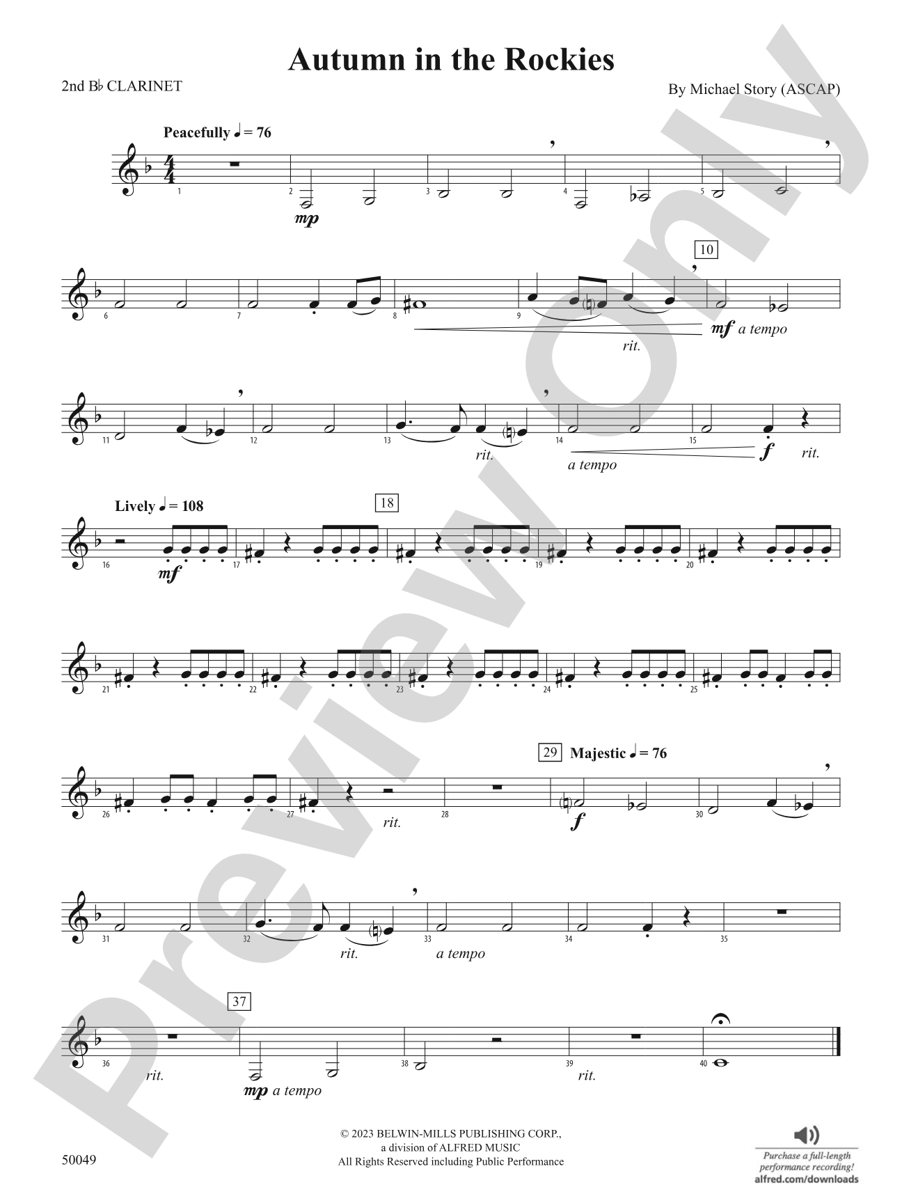 Autumn in the Rockies: 2nd B-flat Clarinet