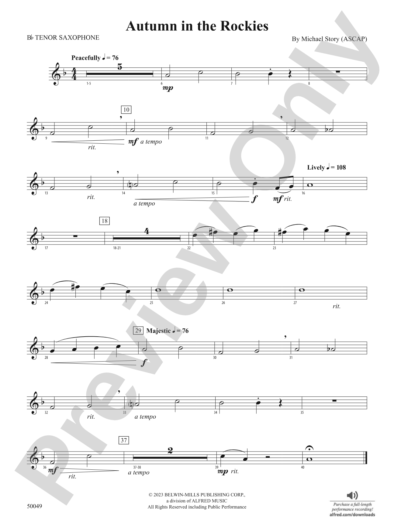 Autumn in the Rockies: B-flat Tenor Saxophone