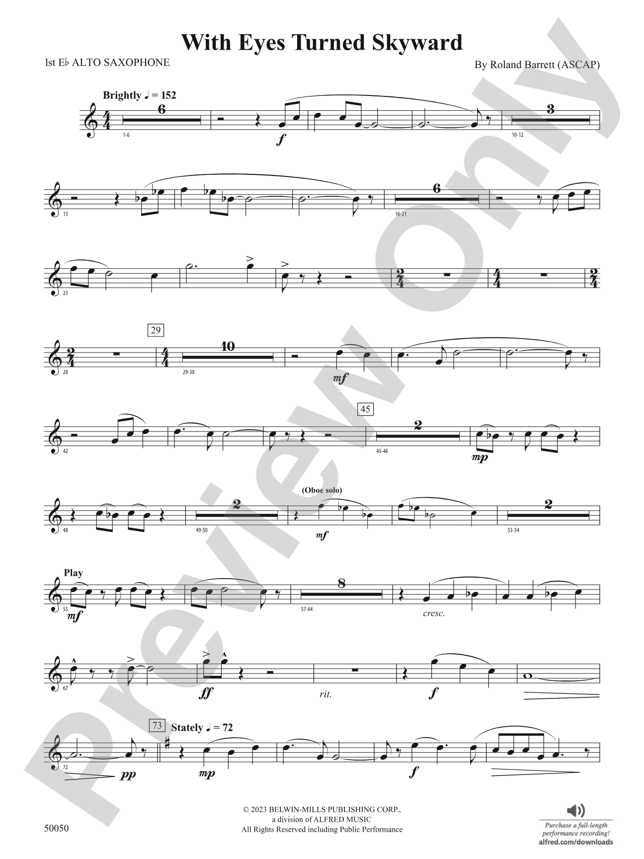 With Eyes Turned Skyward: E-flat Alto Saxophone