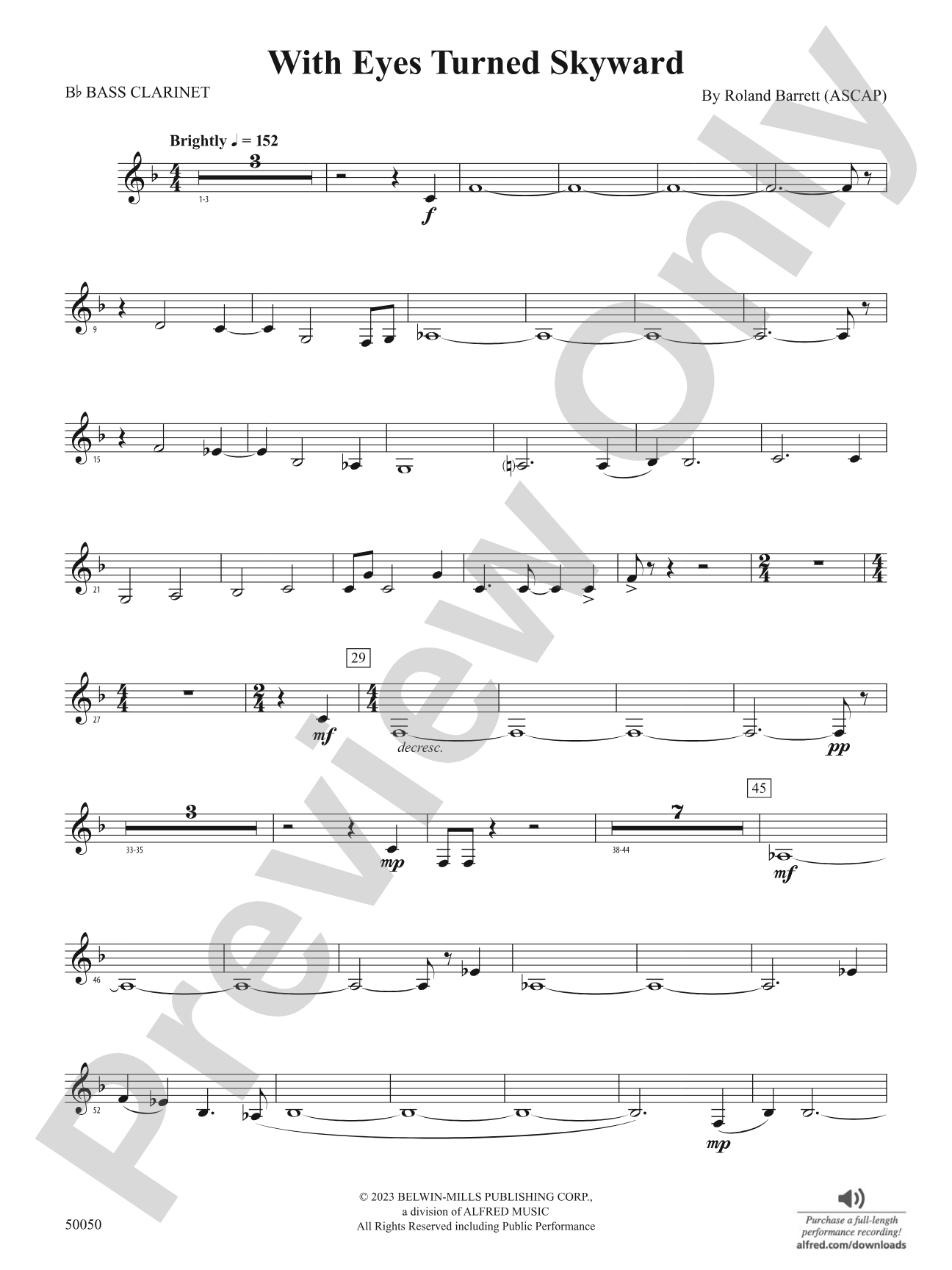 With Eyes Turned Skyward: B-flat Bass Clarinet
