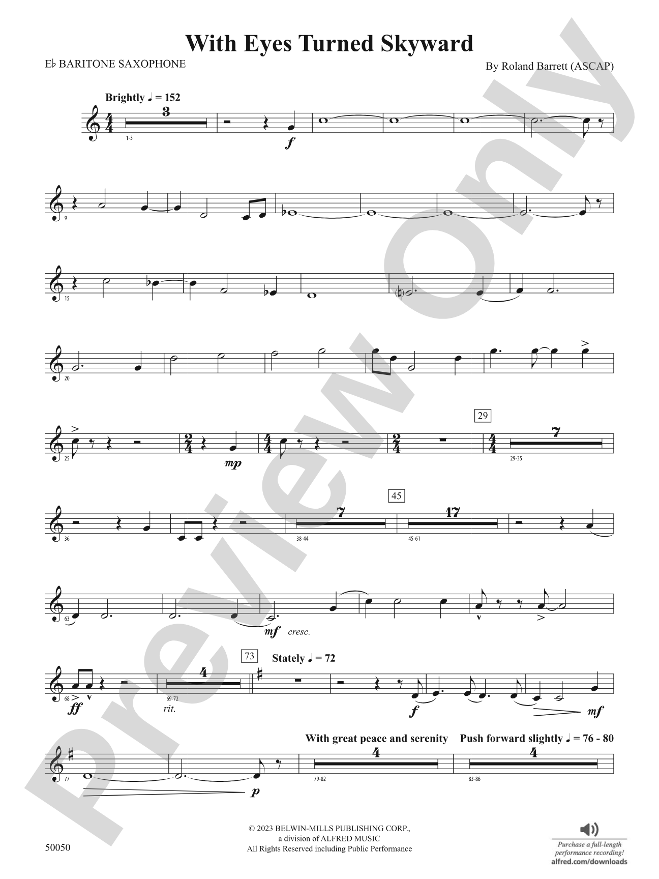 With Eyes Turned Skyward: E-flat Baritone Saxophone