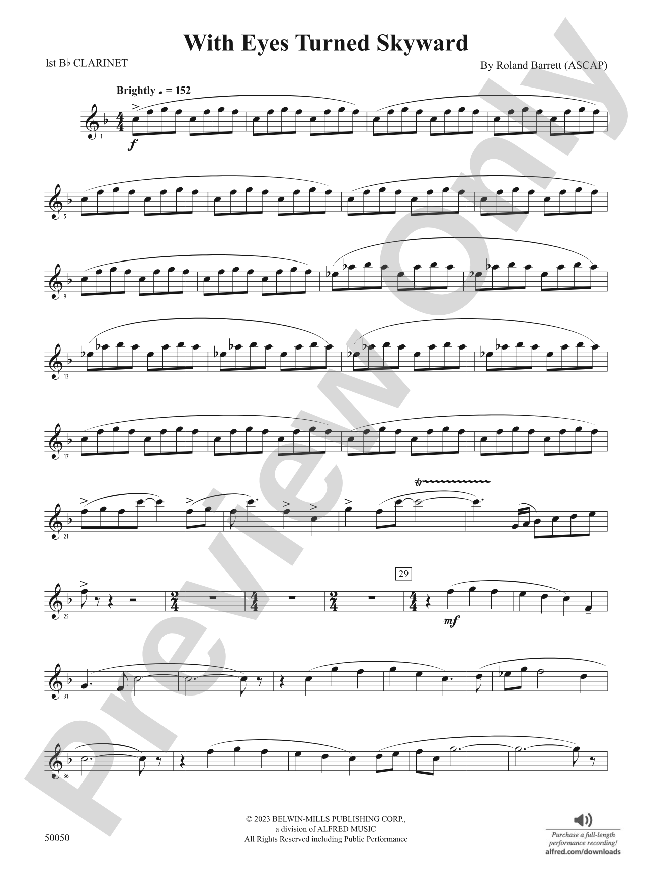 With Eyes Turned Skyward: 1st B-flat Clarinet