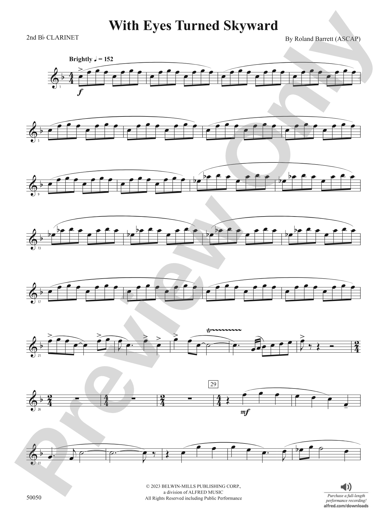 With Eyes Turned Skyward: 2nd B-flat Clarinet