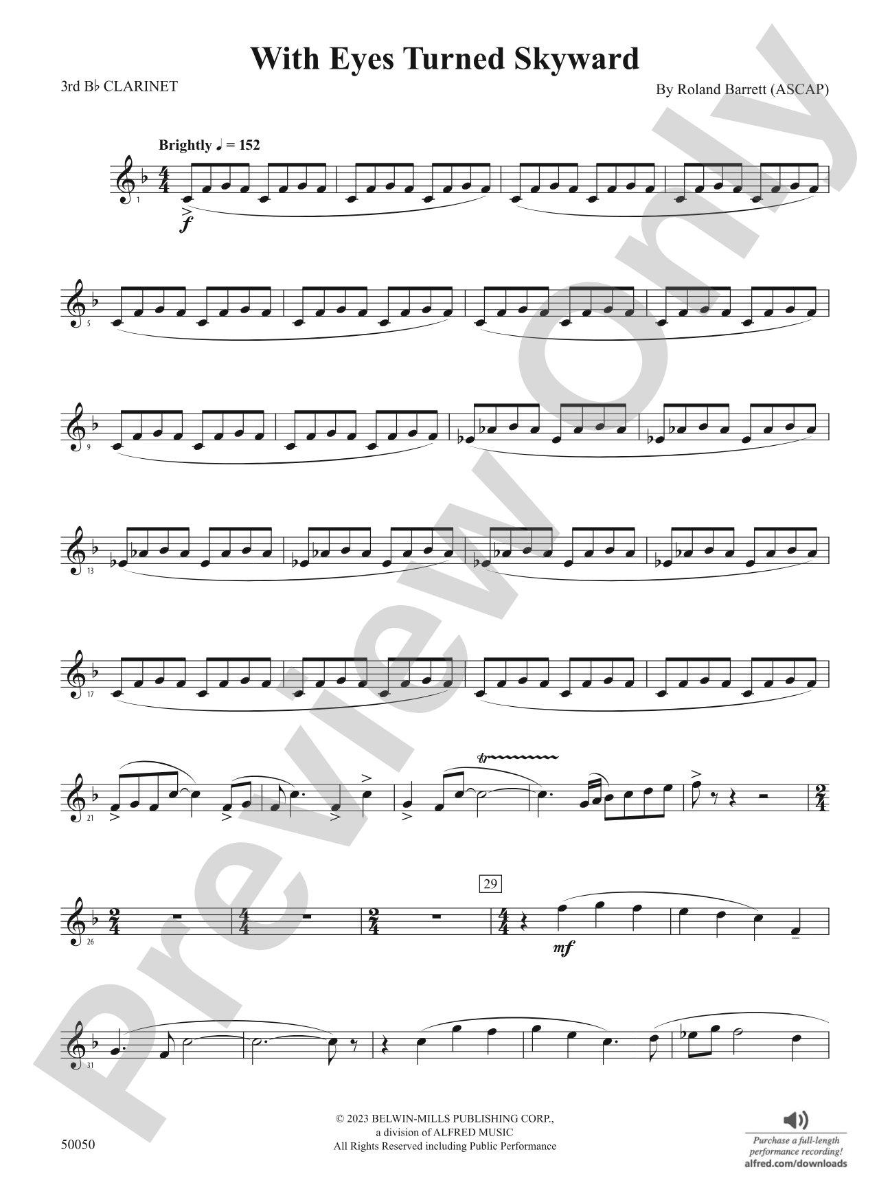 With Eyes Turned Skyward: 3rd B-flat Clarinet