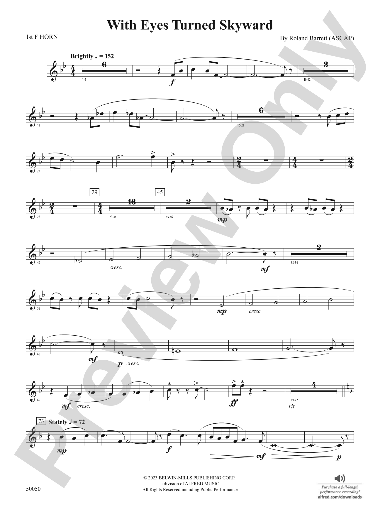 With Eyes Turned Skyward: 1st F Horn