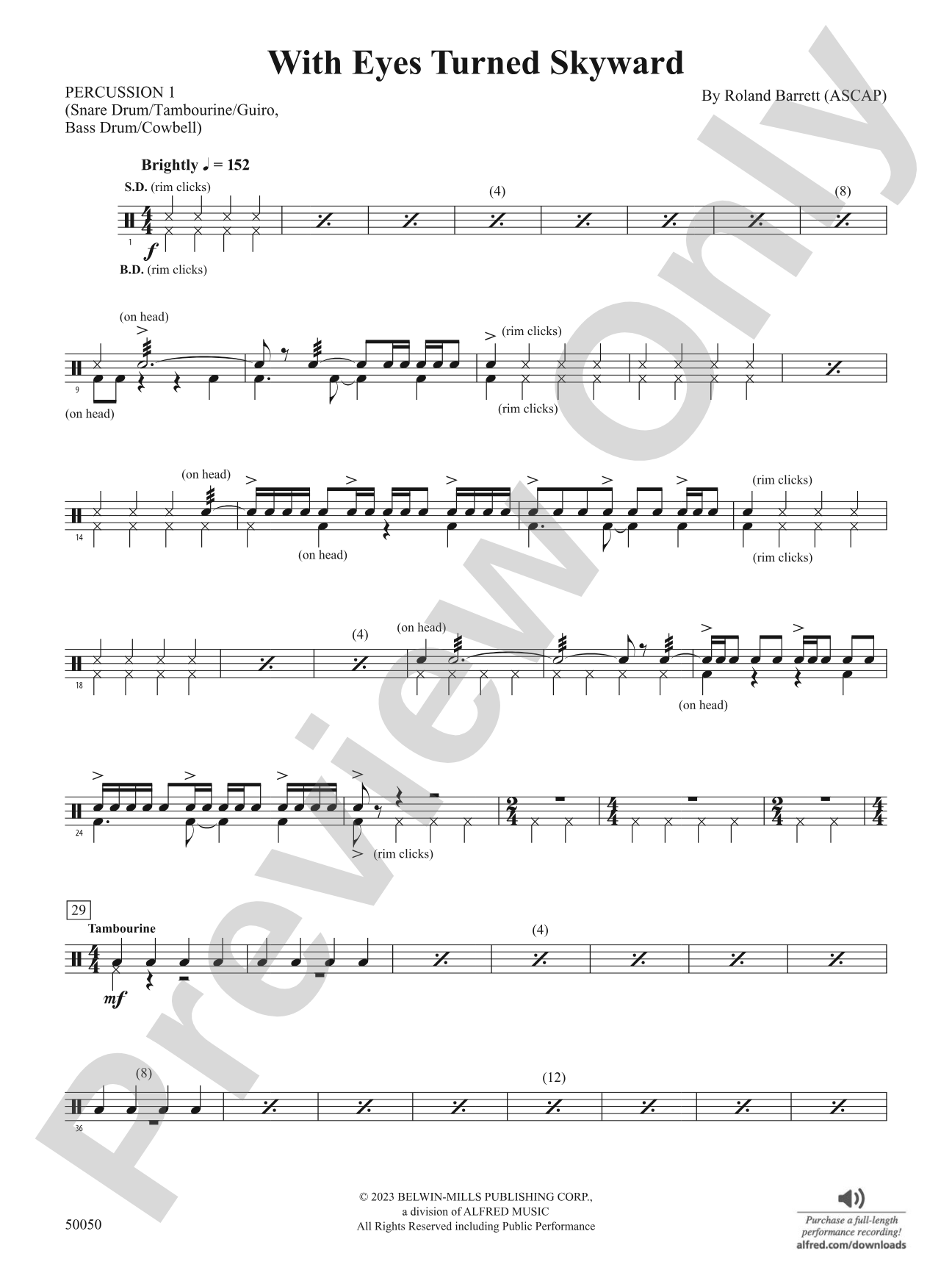 With Eyes Turned Skyward: 1st Percussion