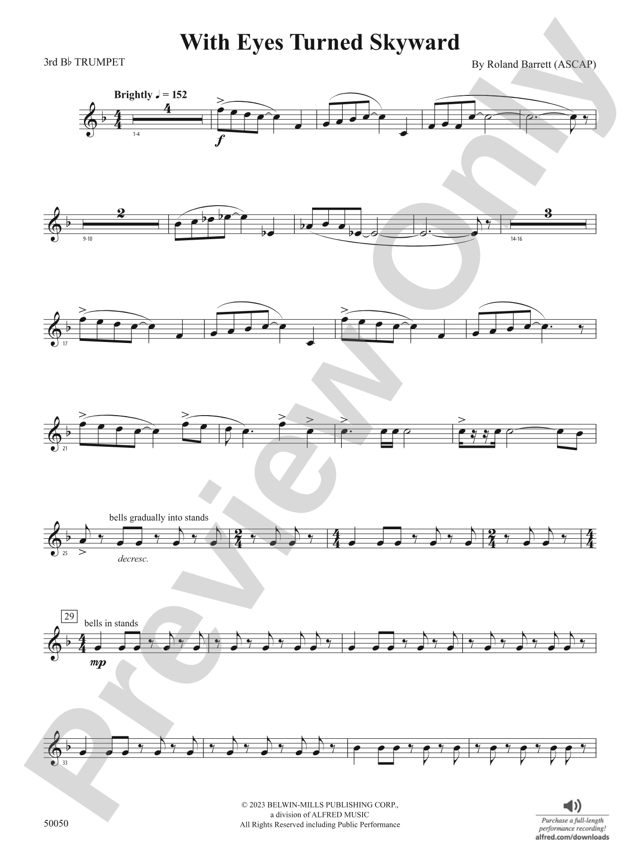 With Eyes Turned Skyward: 3rd B-flat Trumpet