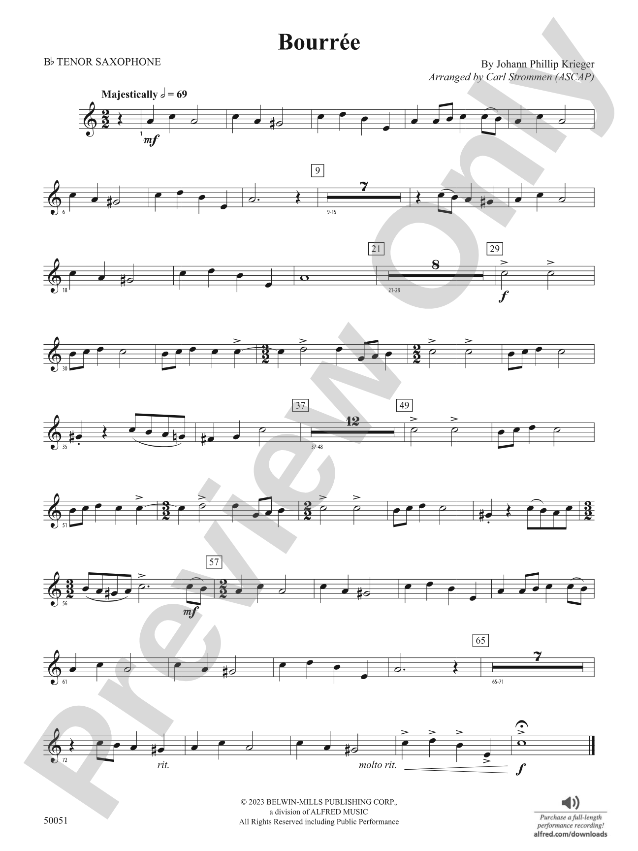 Bourrée: B-flat Tenor Saxophone