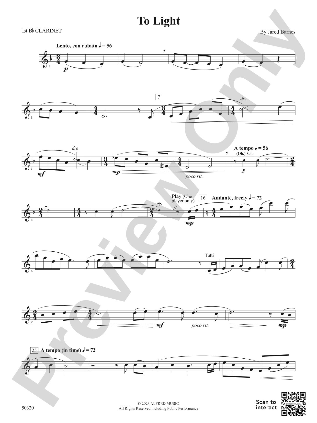 To Light: 1st B-flat Clarinet