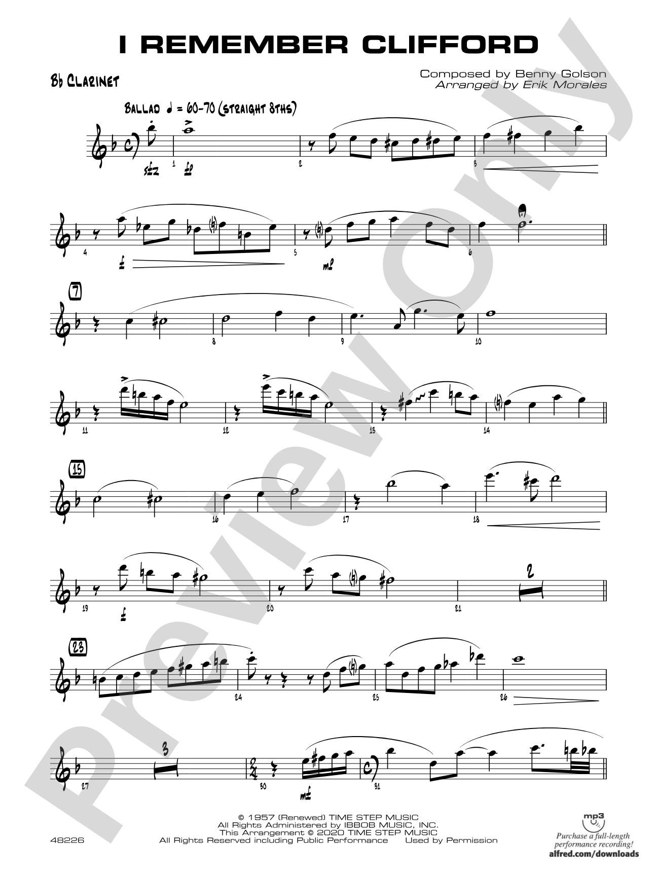 I Remember Clifford: 1st B-flat Clarinet