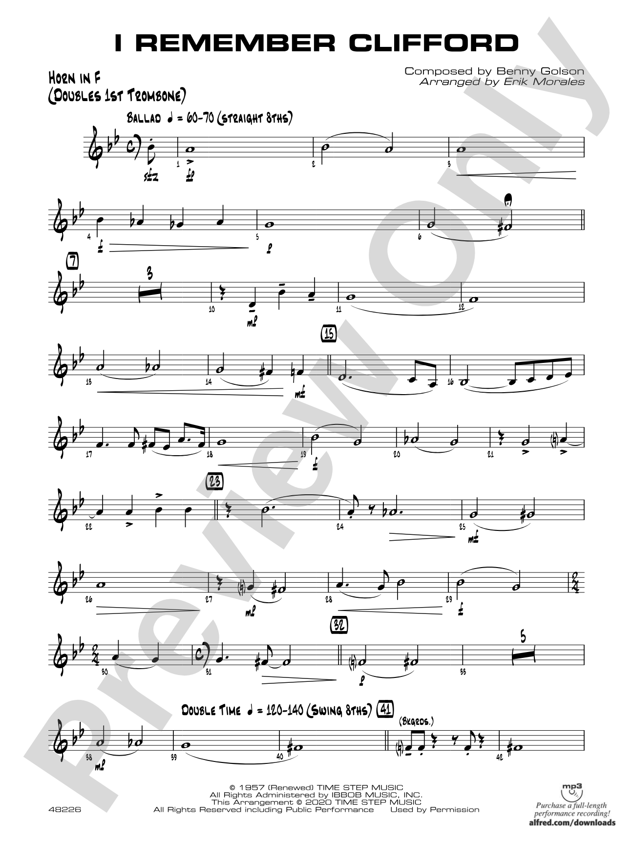 I Remember Clifford: 1st F Horn
