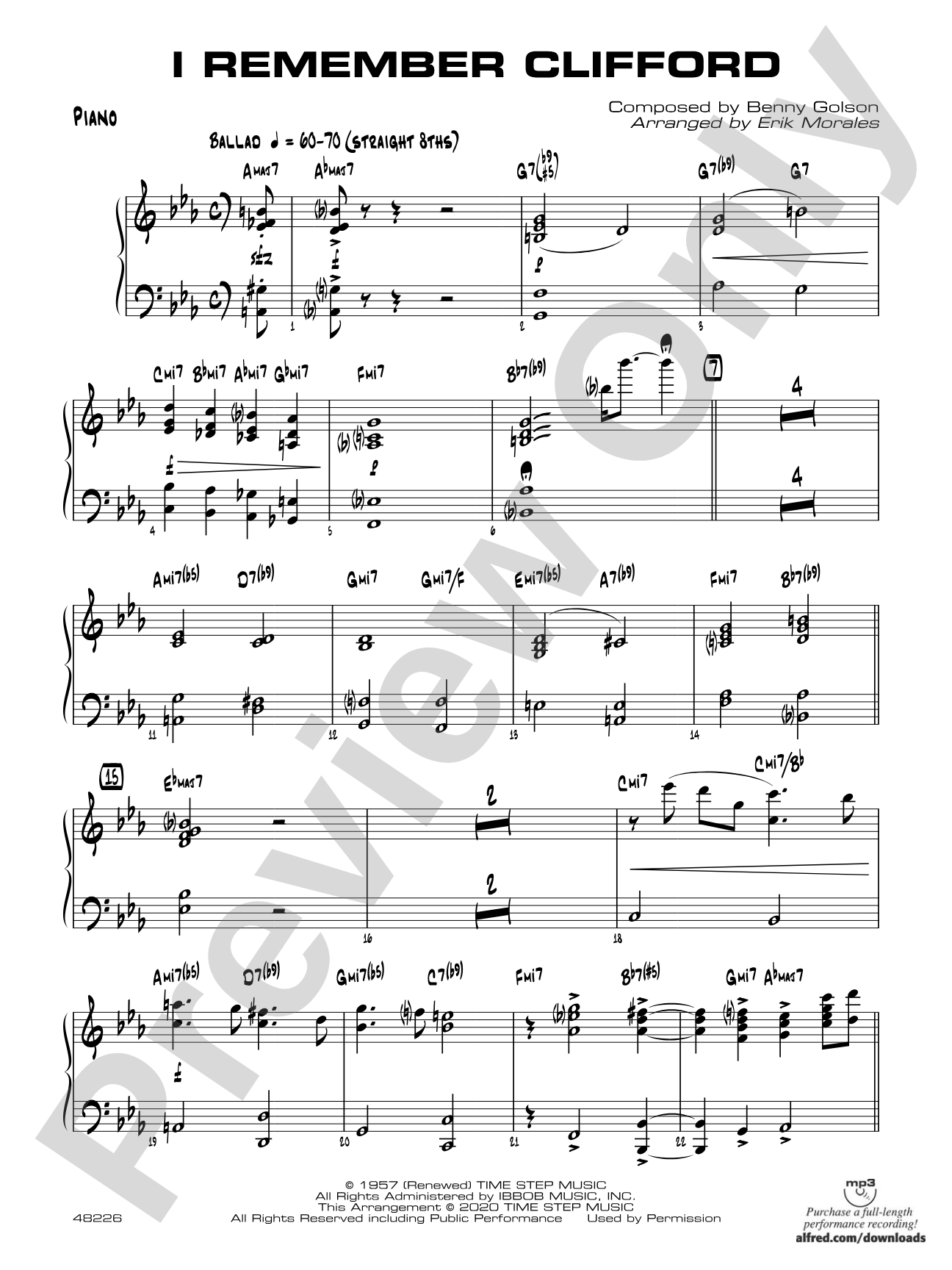 I Remember Clifford: Piano Accompaniment
