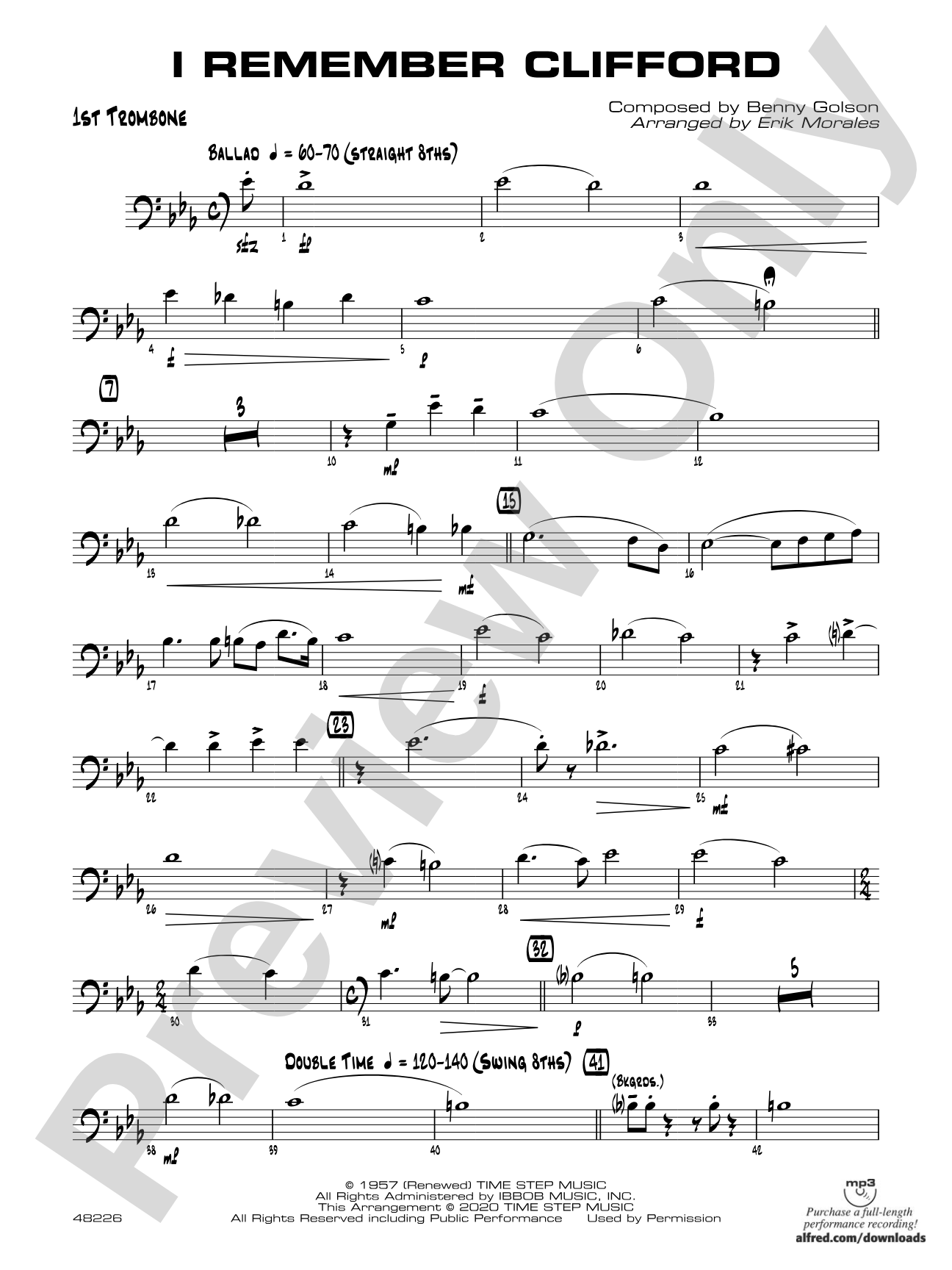 I Remember Clifford: 1st Trombone