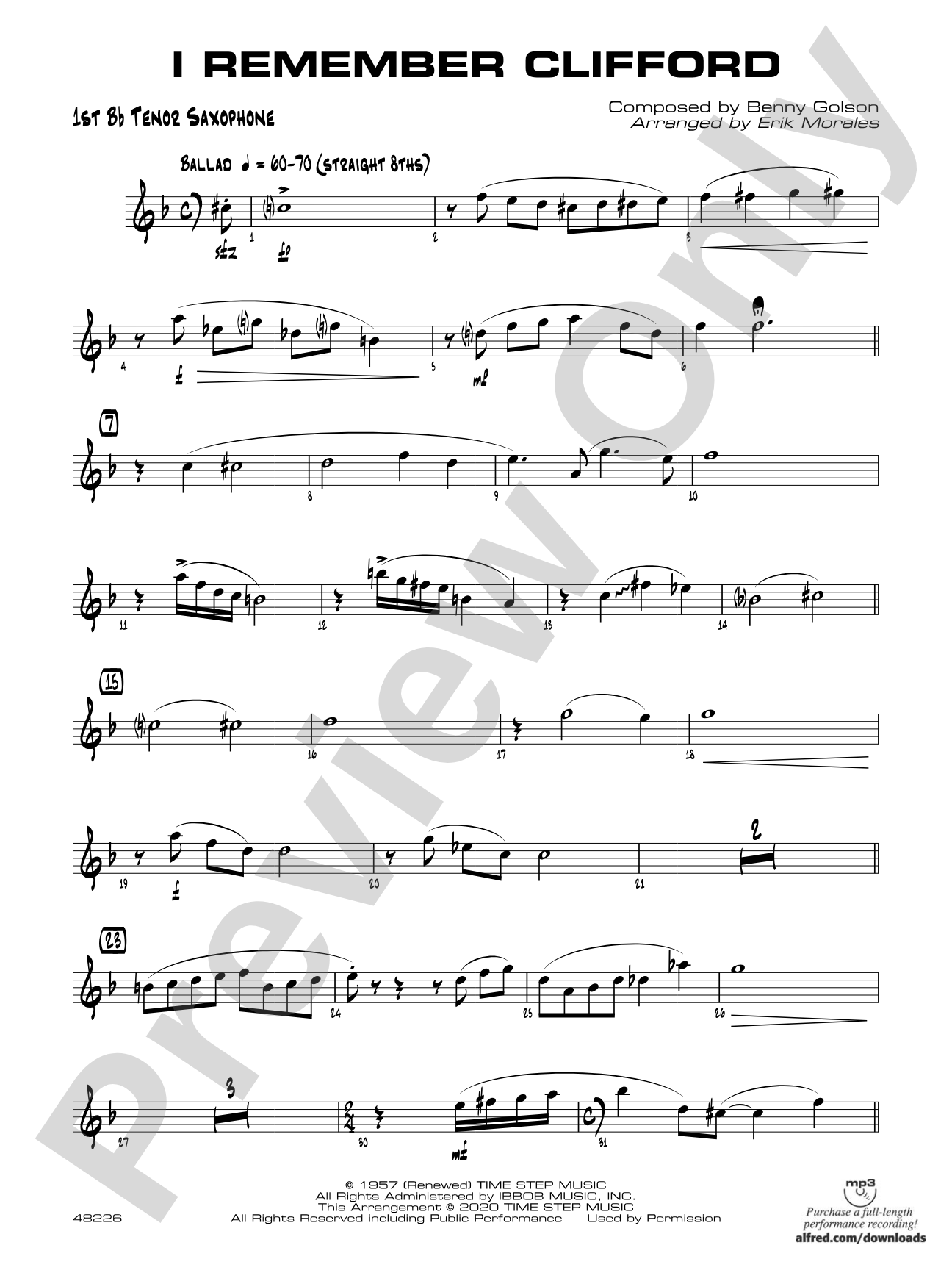 I Remember Clifford: B-flat Tenor Saxophone