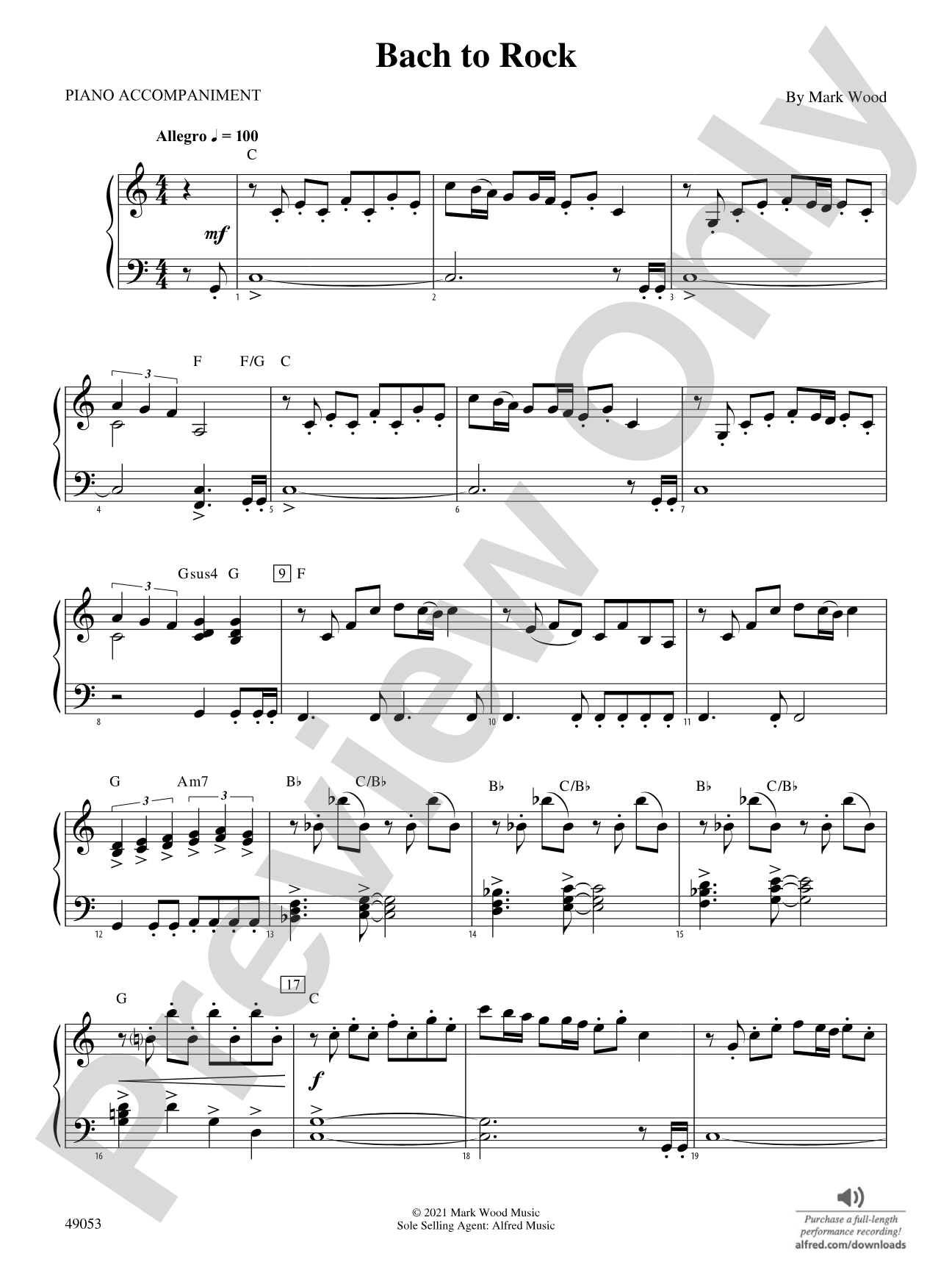 Bach to Rock: Piano Accompaniment