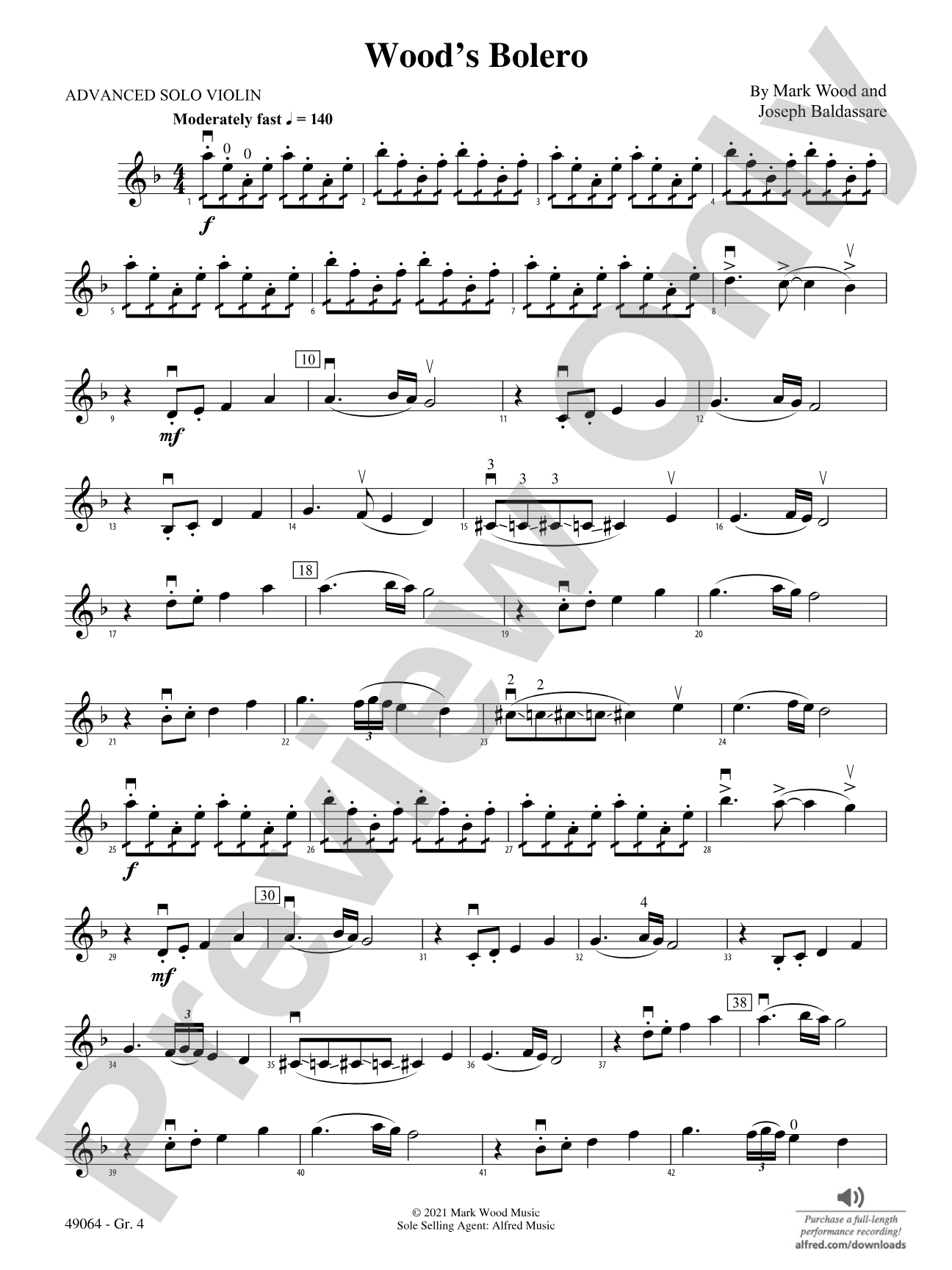 Wood's Bolero: Advanced Solo Violin