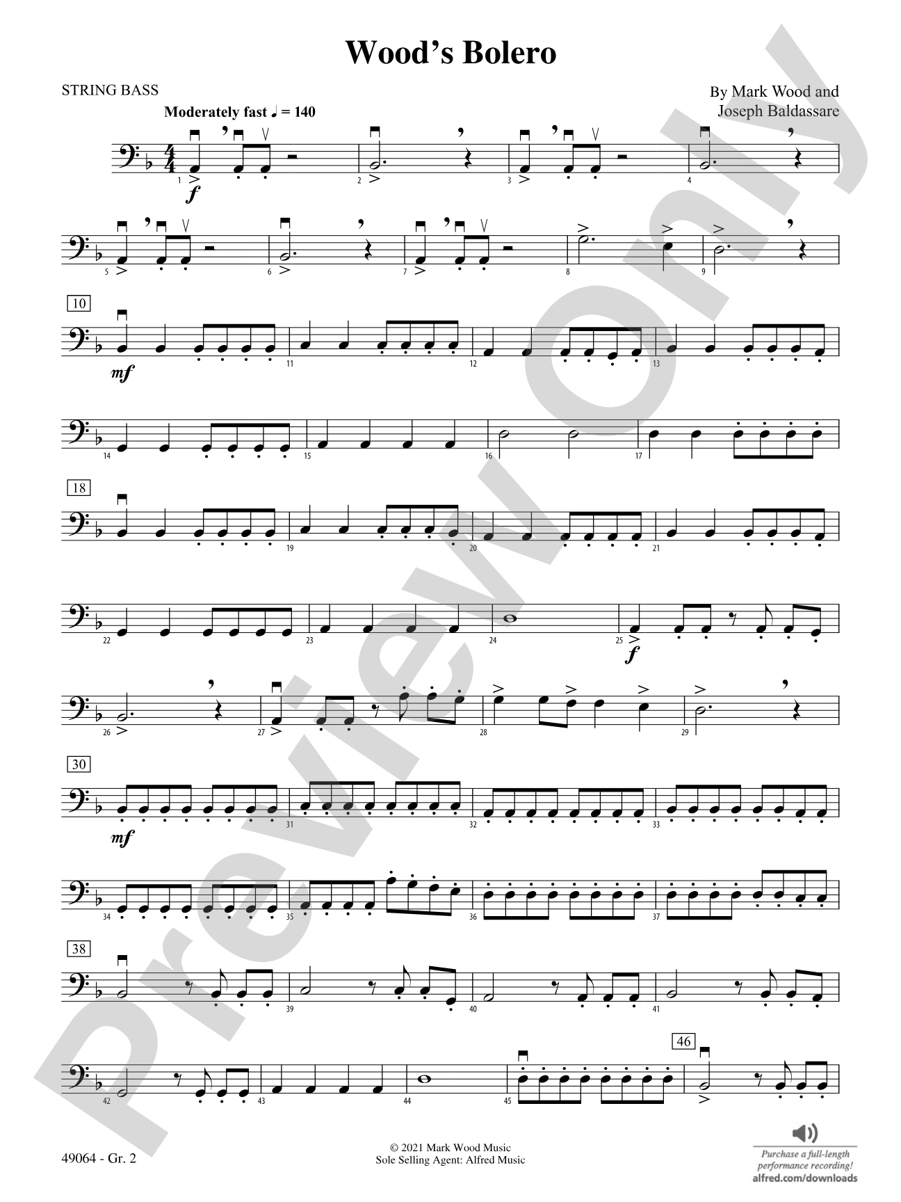 Wood's Bolero: String Bass - Grade 2
