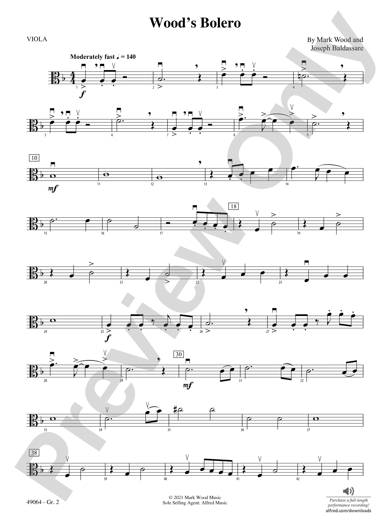 Wood's Bolero: Viola - Grade 2