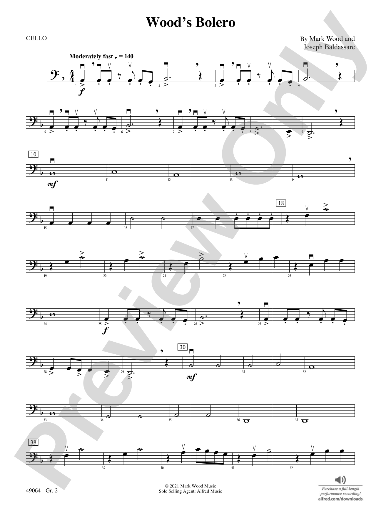 Wood's Bolero: Cello - Grade 2