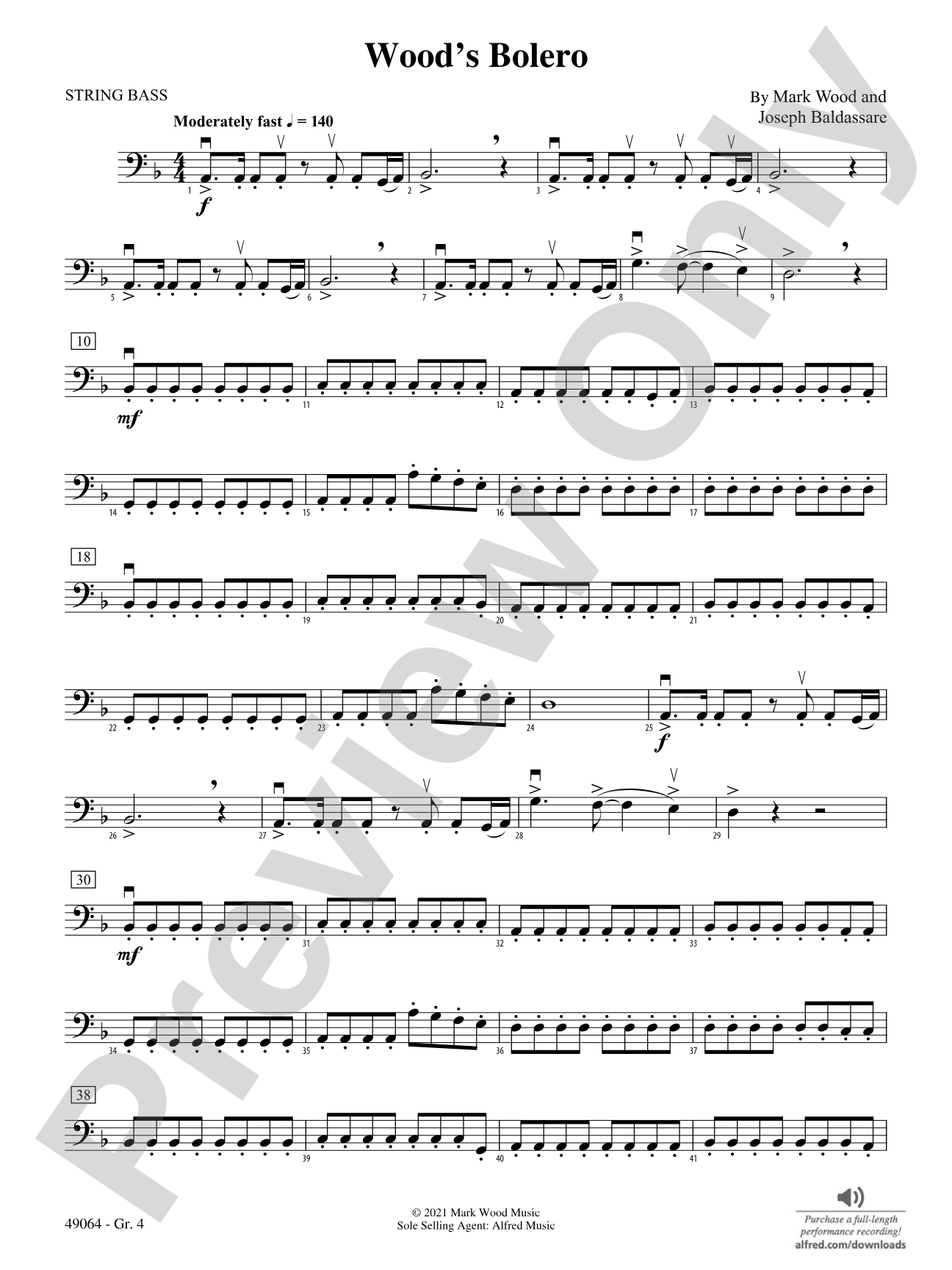 Wood's Bolero: String Bass - Grade 4