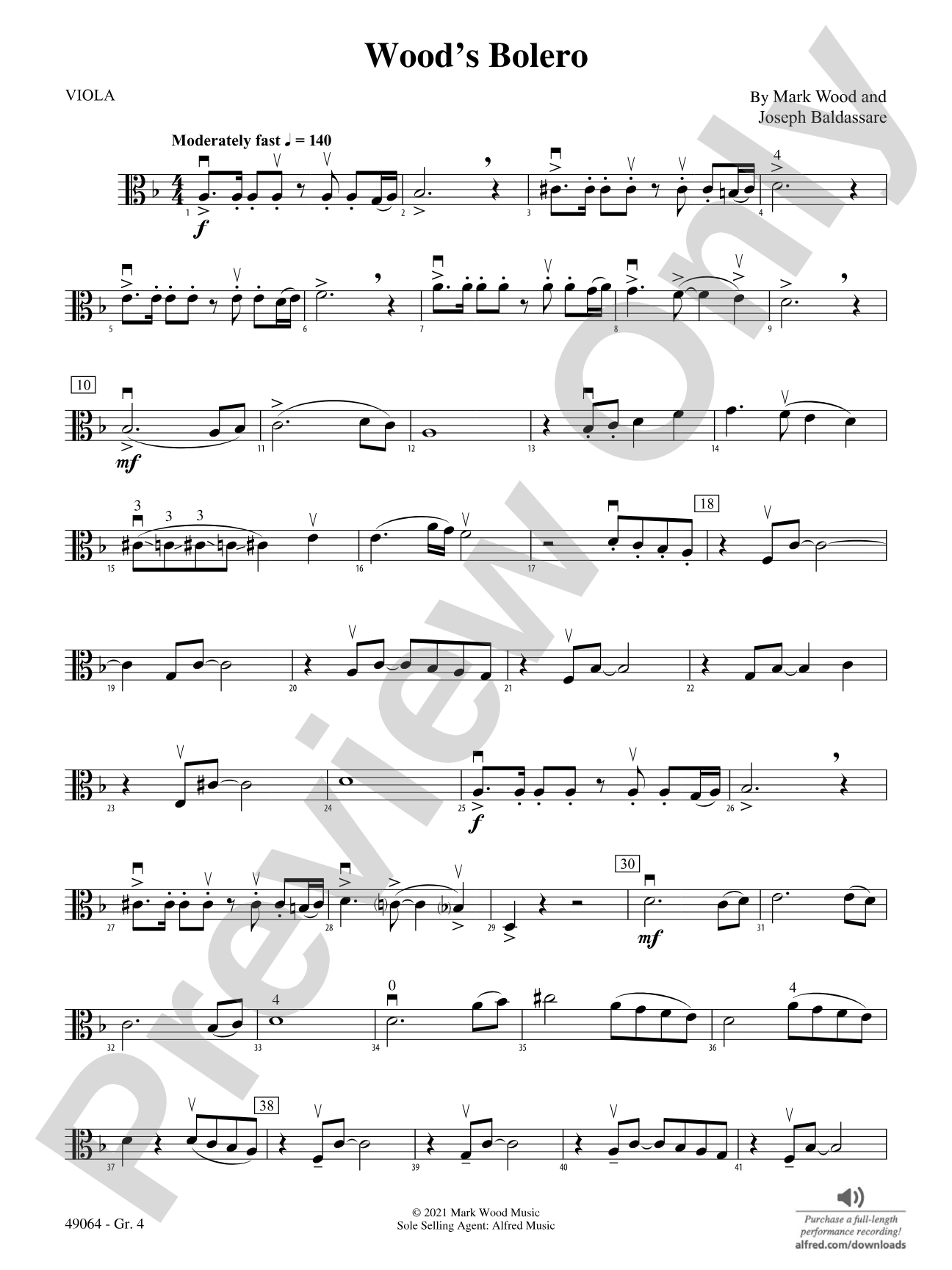 Wood's Bolero: Viola - Grade 4