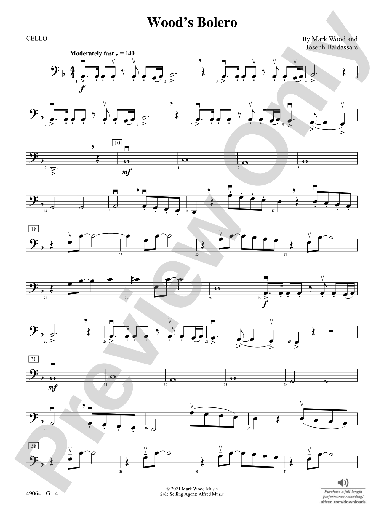 Wood's Bolero: Cello - Grade 4