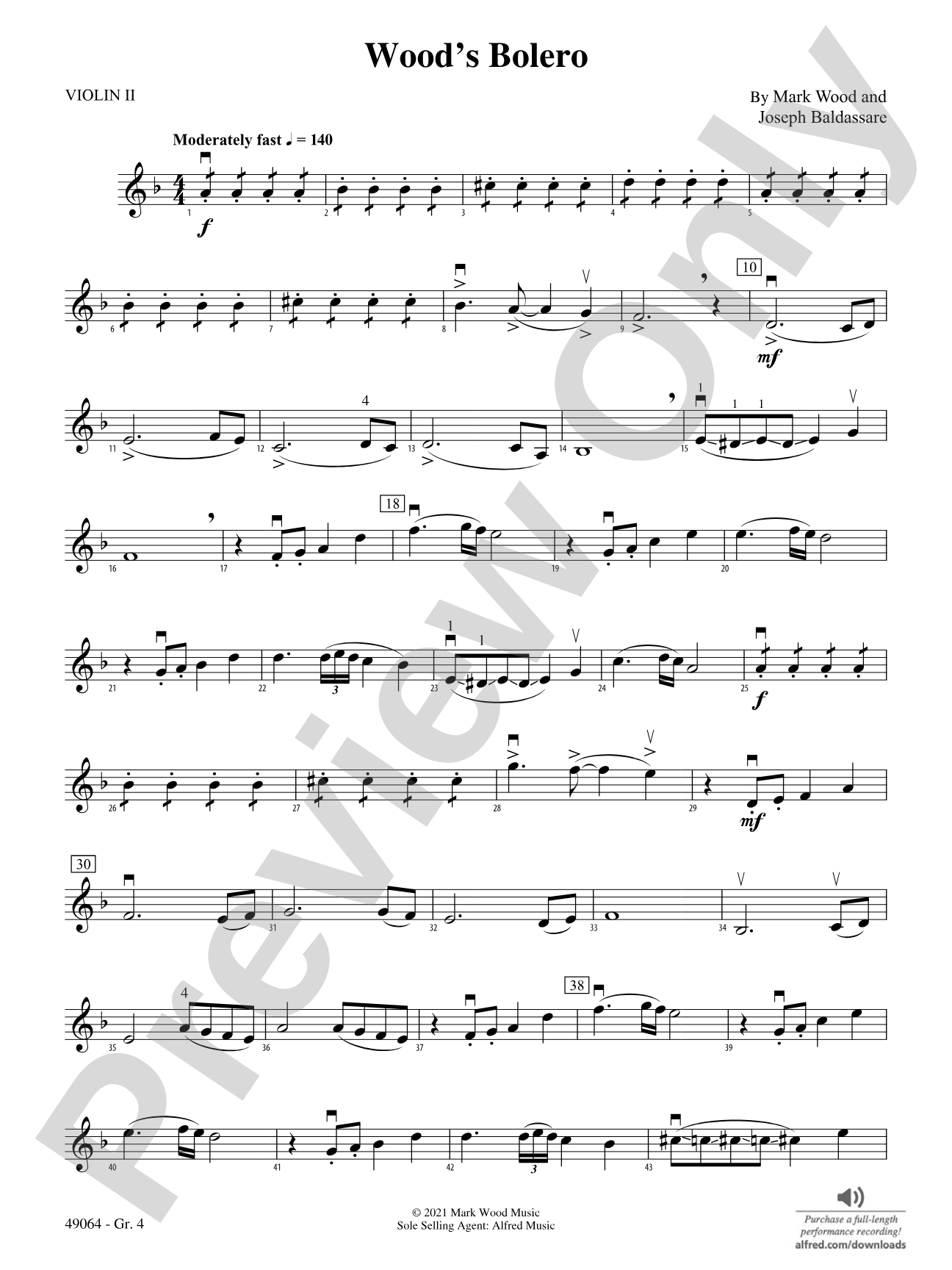 Wood's Bolero: Violin 2 - Grade 4