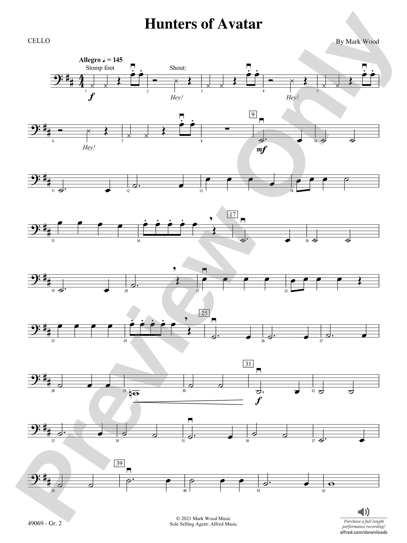Hunters of Avatar: Cello - Grade 2