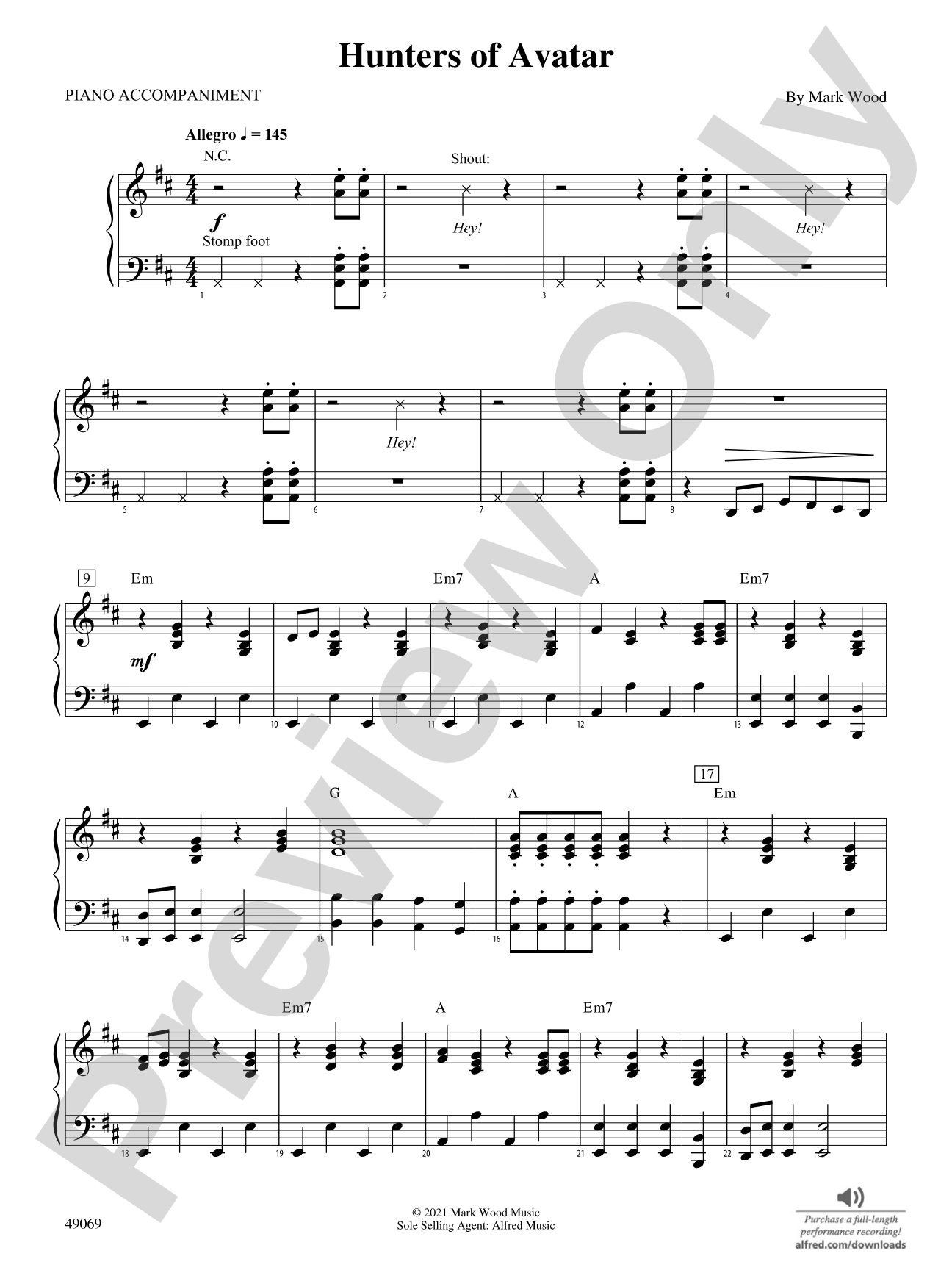 Hunters of Avatar: Piano Accompaniment