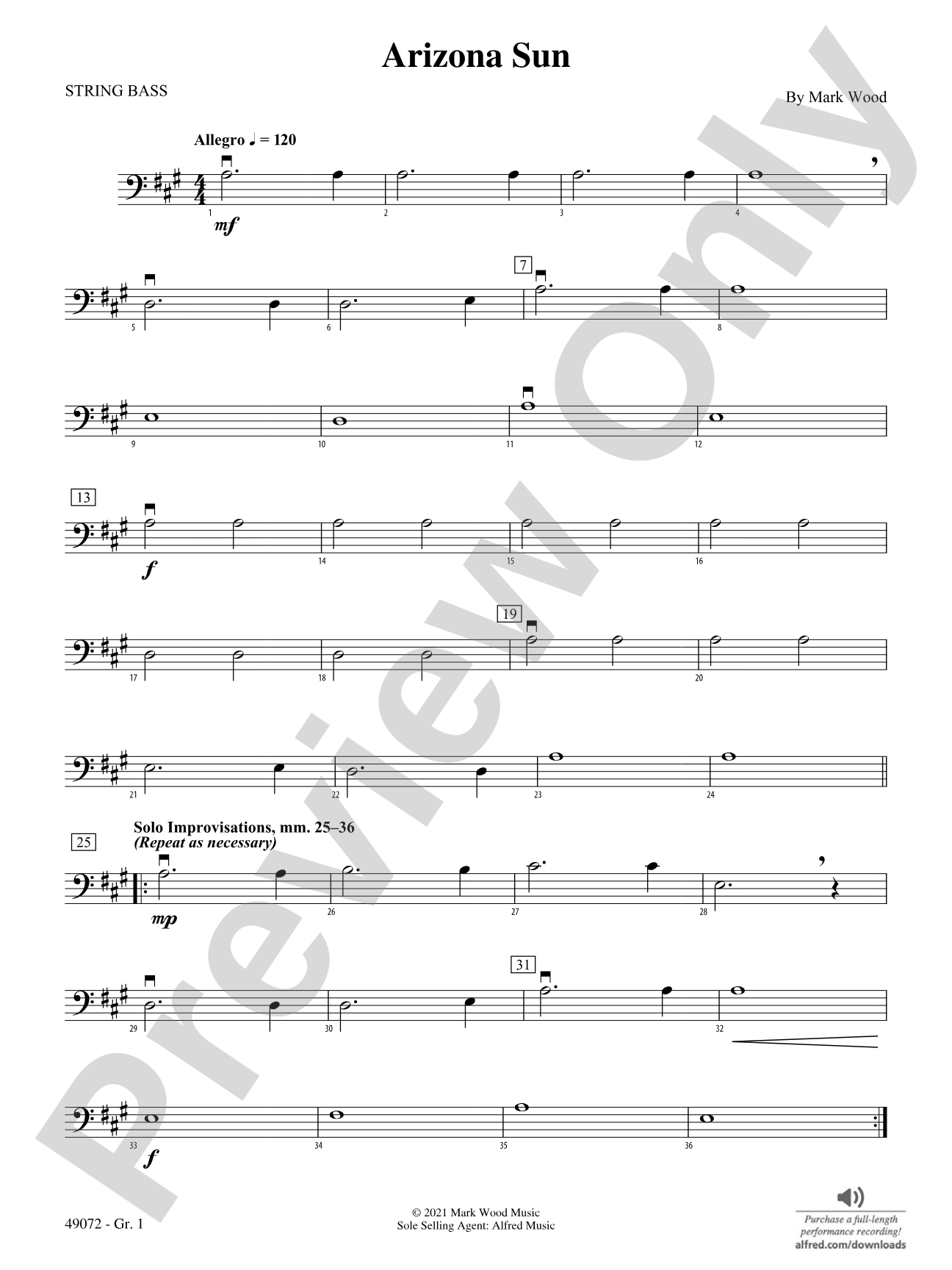 Arizona Sun: String Bass - Grade 1