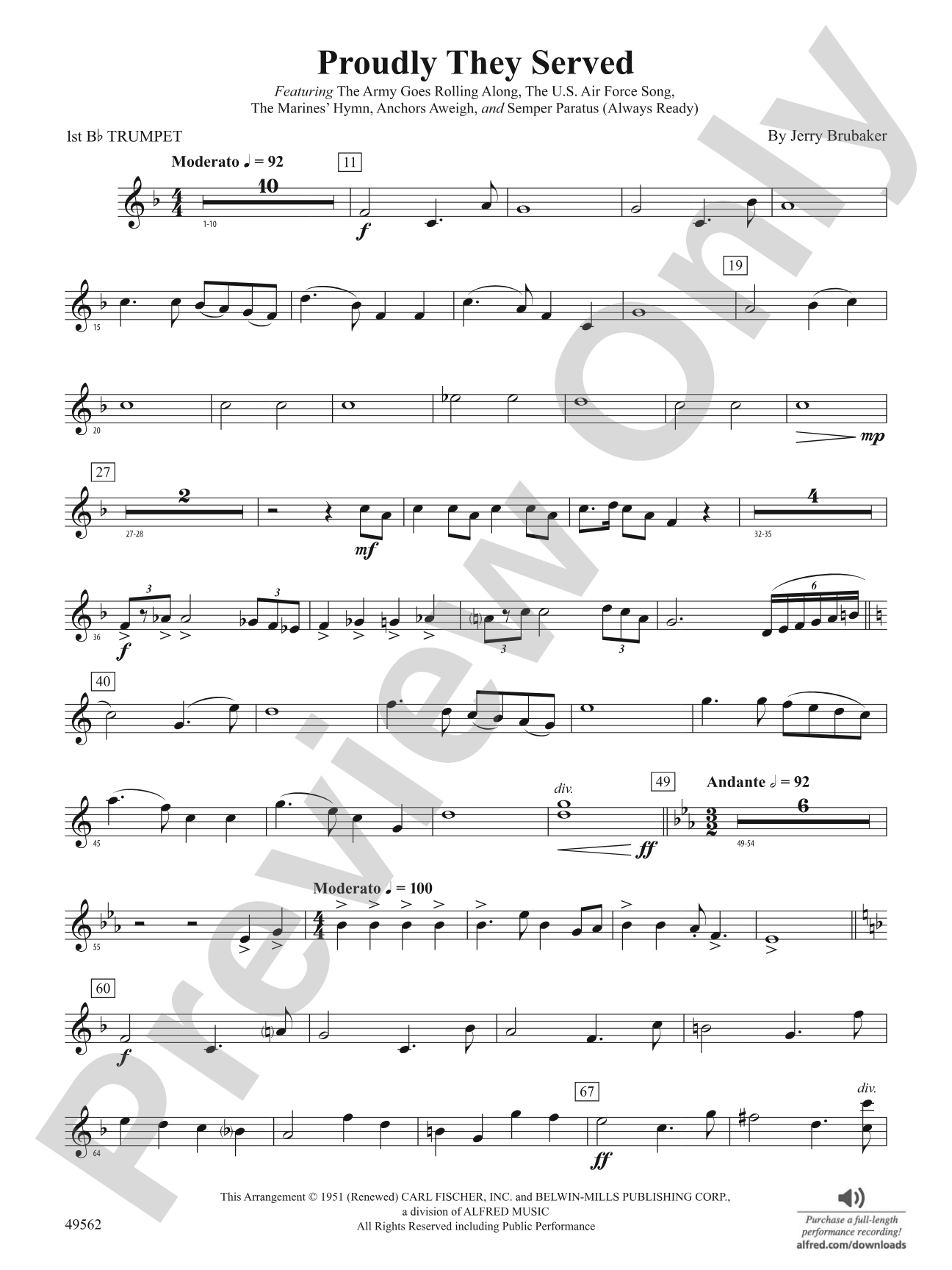 Proudly They Served: 1st B-flat Trumpet