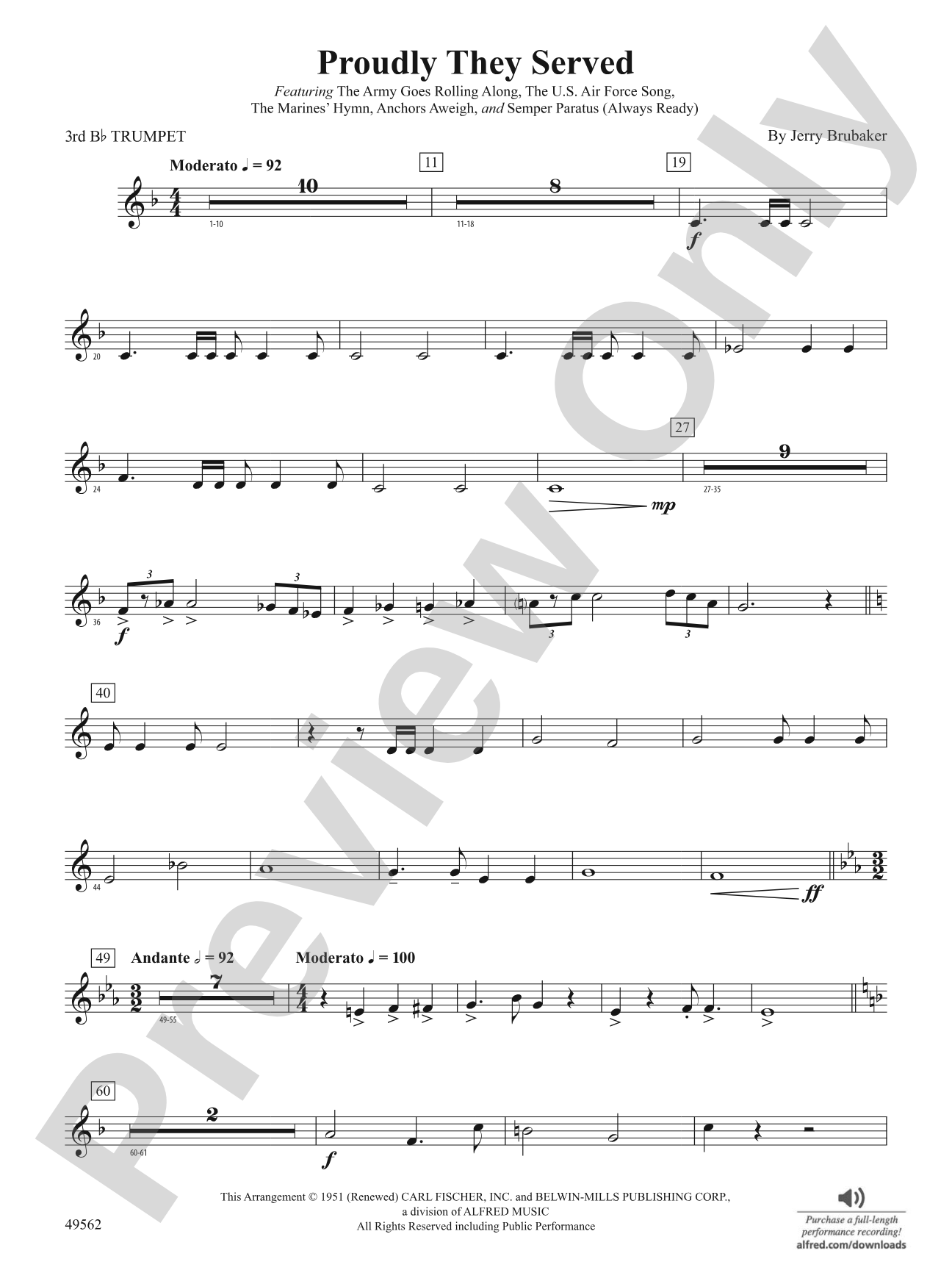 Proudly They Served: 3rd B-flat Trumpet