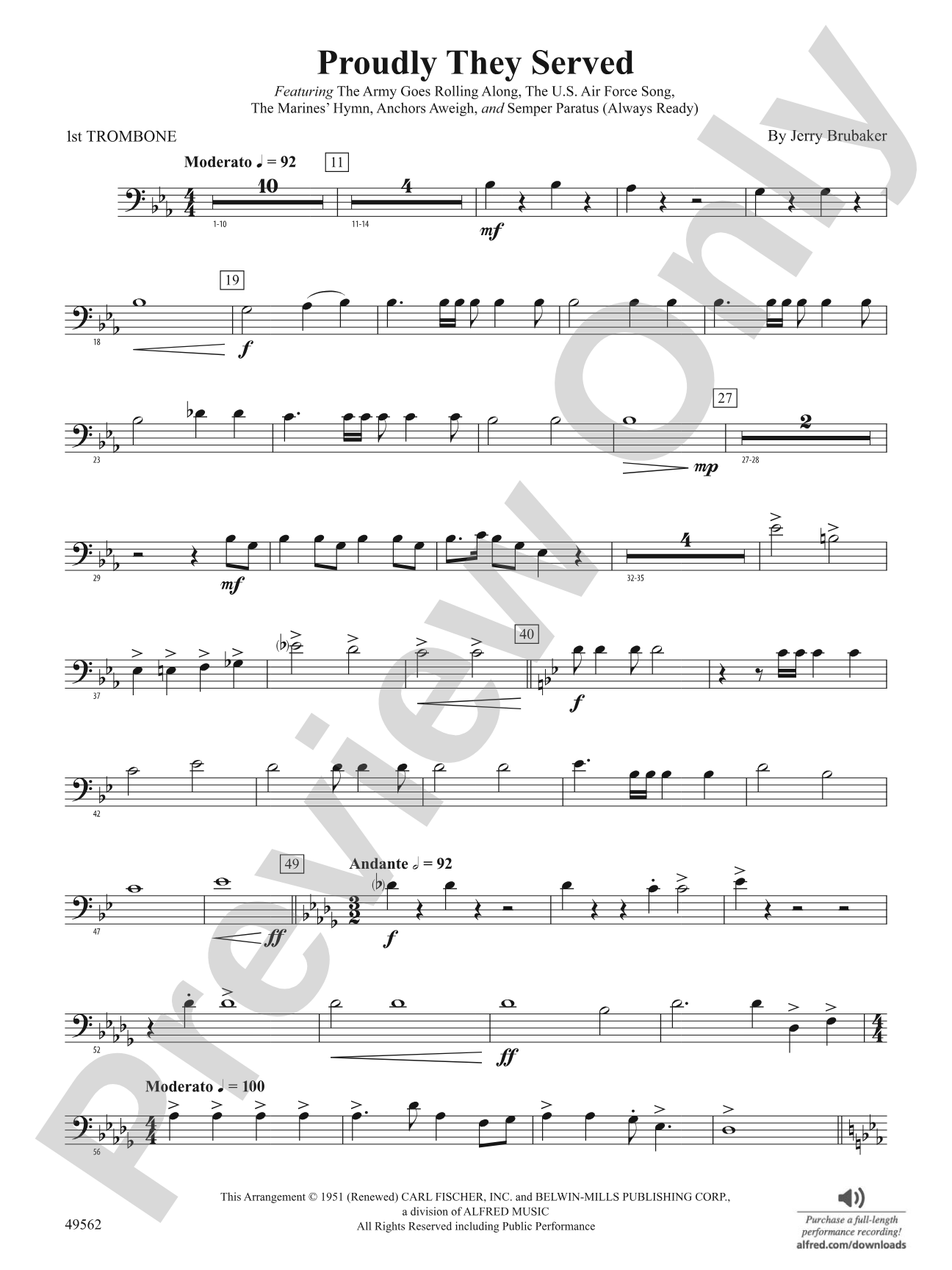 Proudly They Served: 1st Trombone
