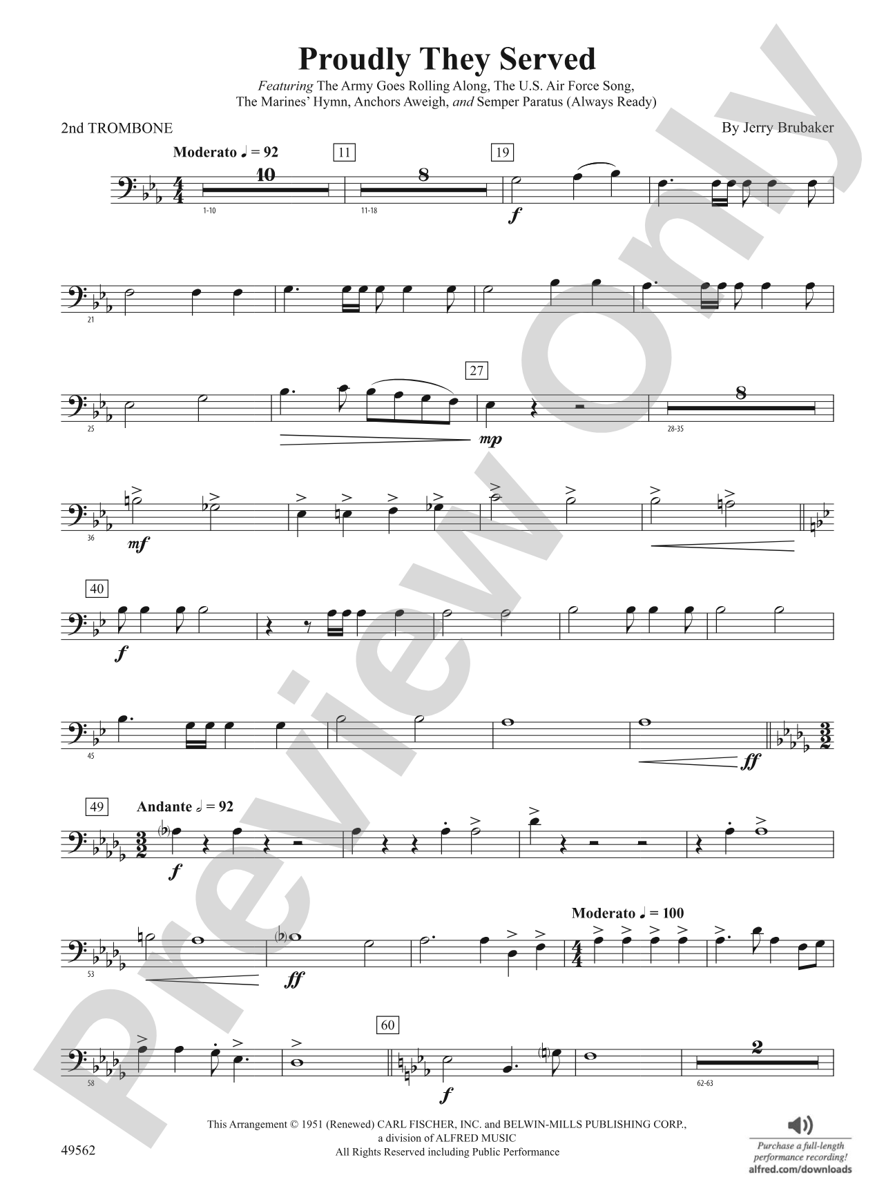 Proudly They Served: 2nd Trombone