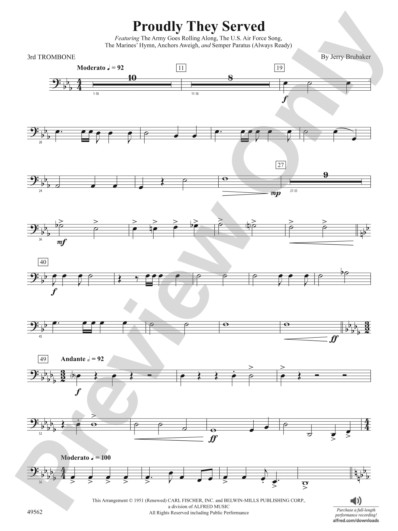 Proudly They Served: 3rd Trombone
