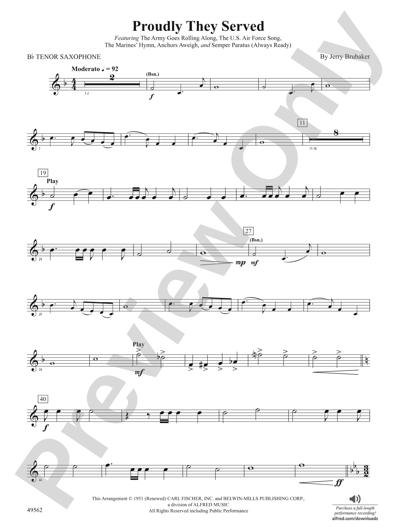 Proudly They Served: B-flat Tenor Saxophone