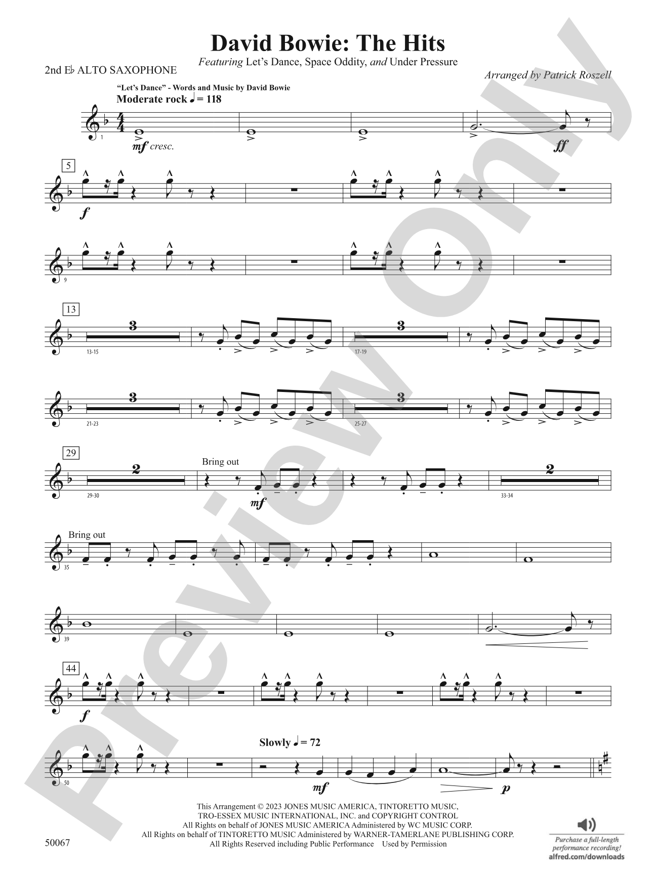 David Bowie: The Hits: 2nd E-flat Alto Saxophone