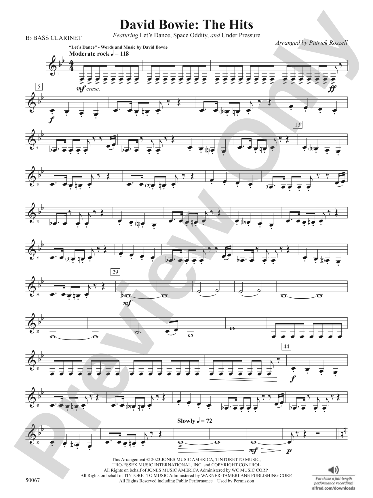 David Bowie: The Hits: B-flat Bass Clarinet