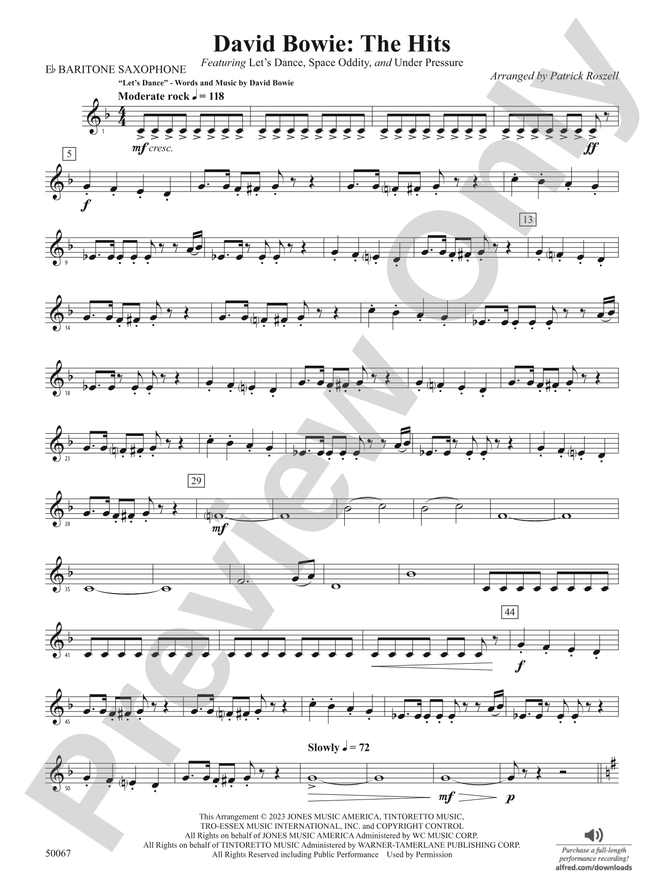 David Bowie: The Hits: E-flat Baritone Saxophone