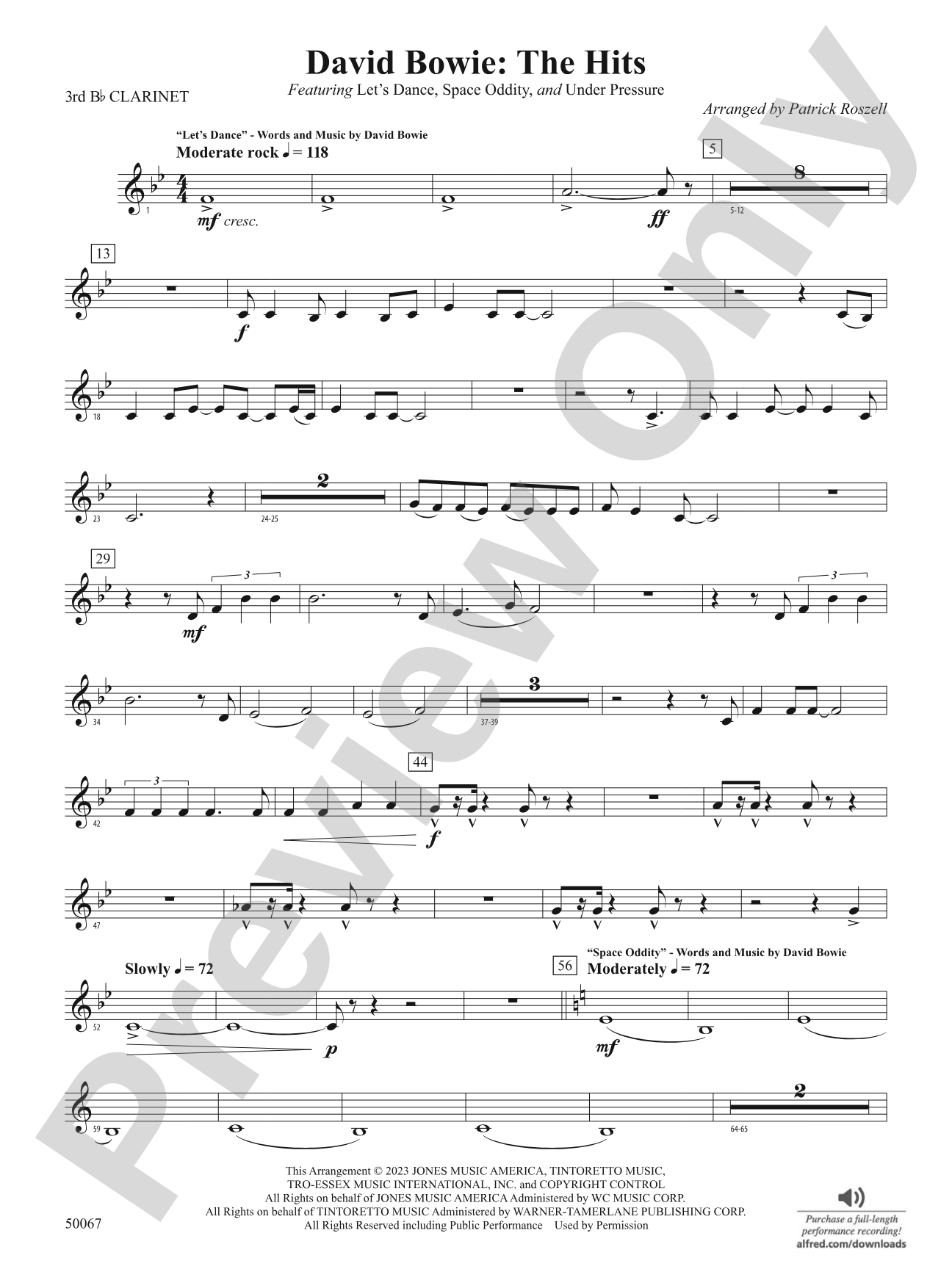 David Bowie: The Hits: 3rd B-flat Clarinet