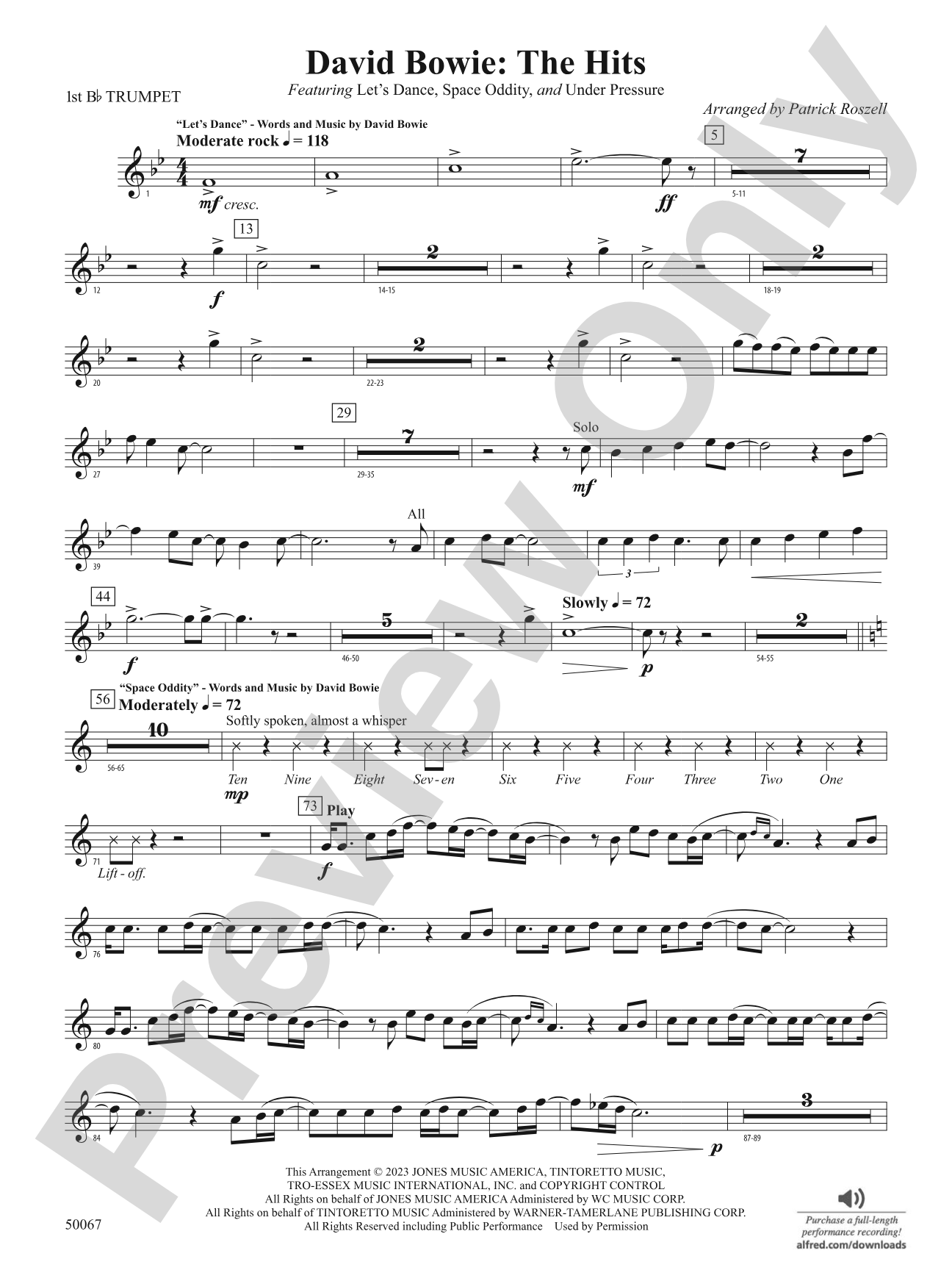 David Bowie: The Hits: 1st B-flat Trumpet