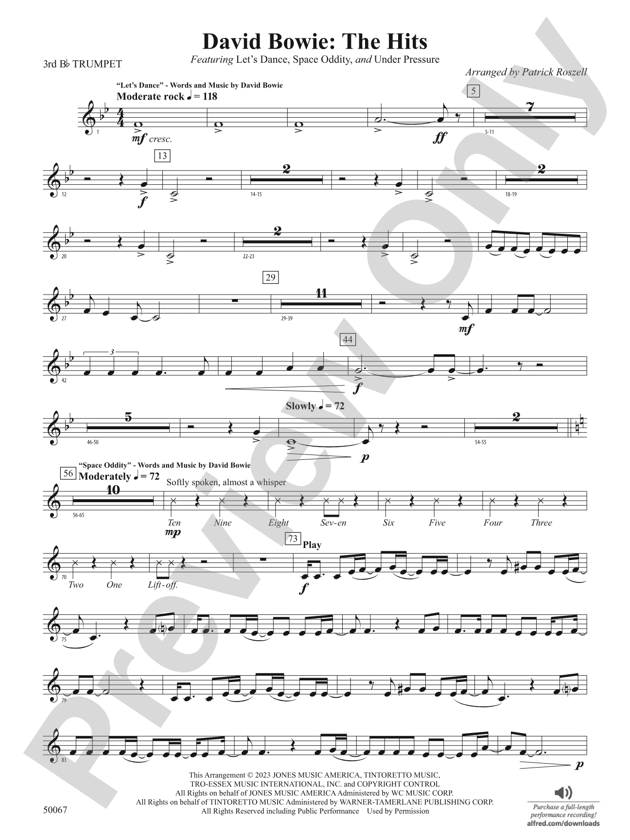 David Bowie: The Hits: 3rd B-flat Trumpet