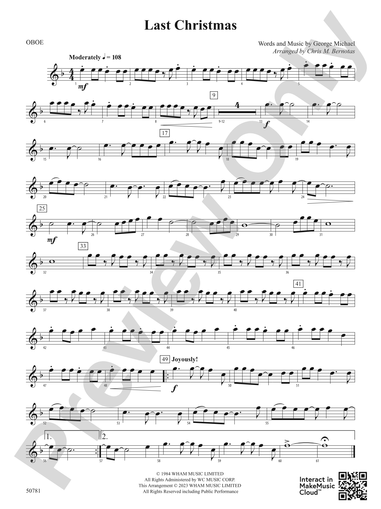 Last Christmas: Oboe