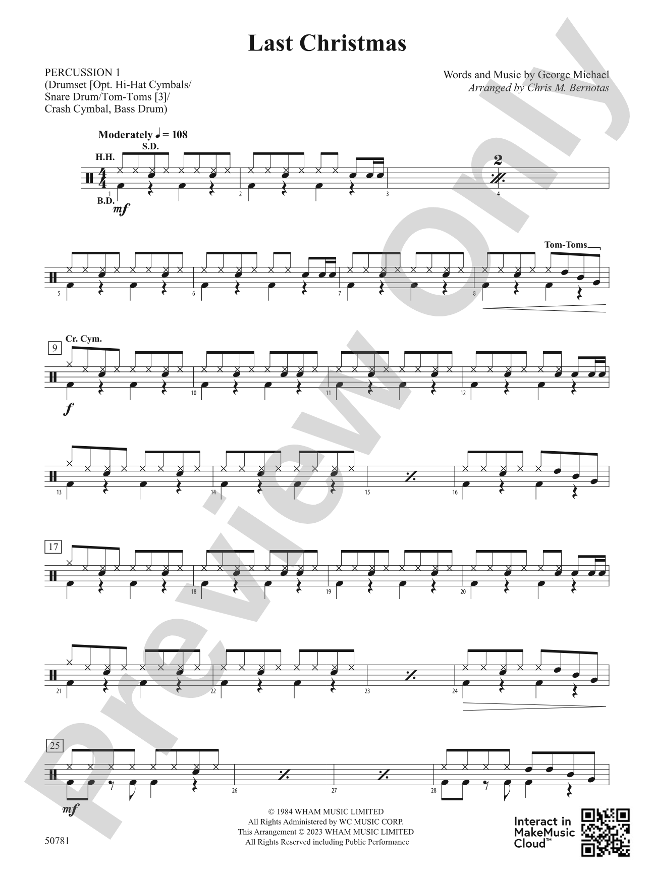 Last Christmas: 1st Percussion