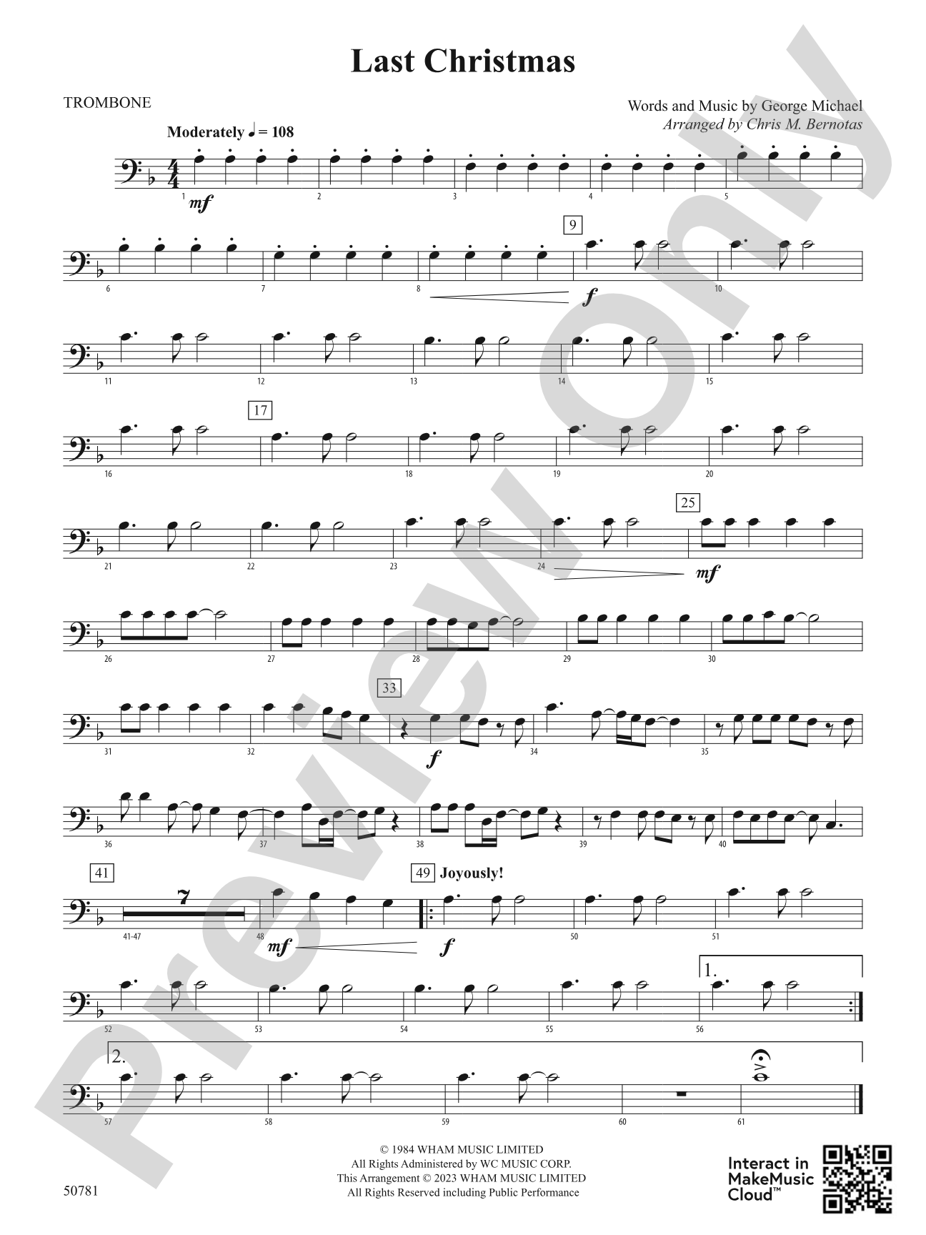 Last Christmas: 1st Trombone