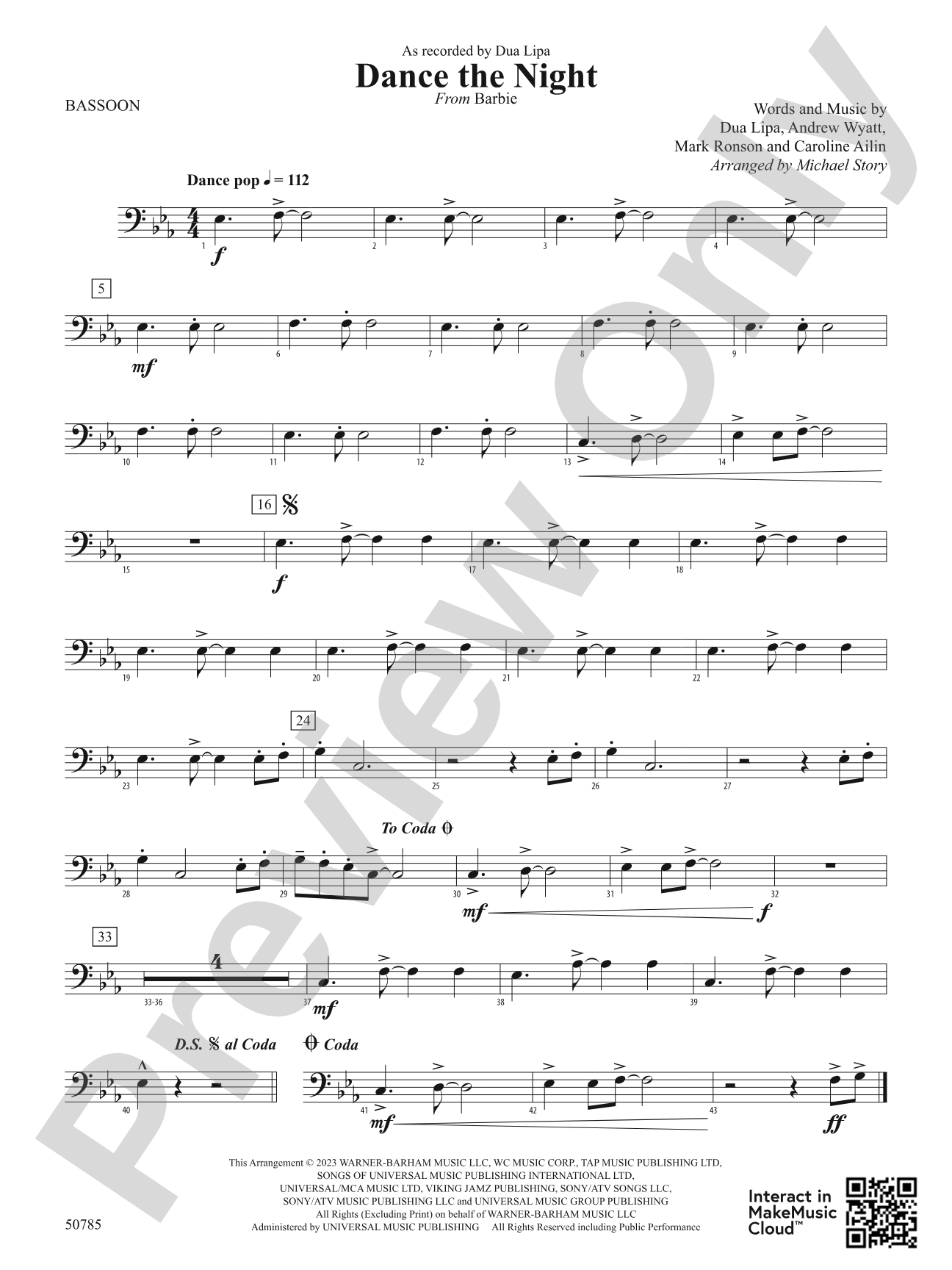 Dance the Night: Bassoon