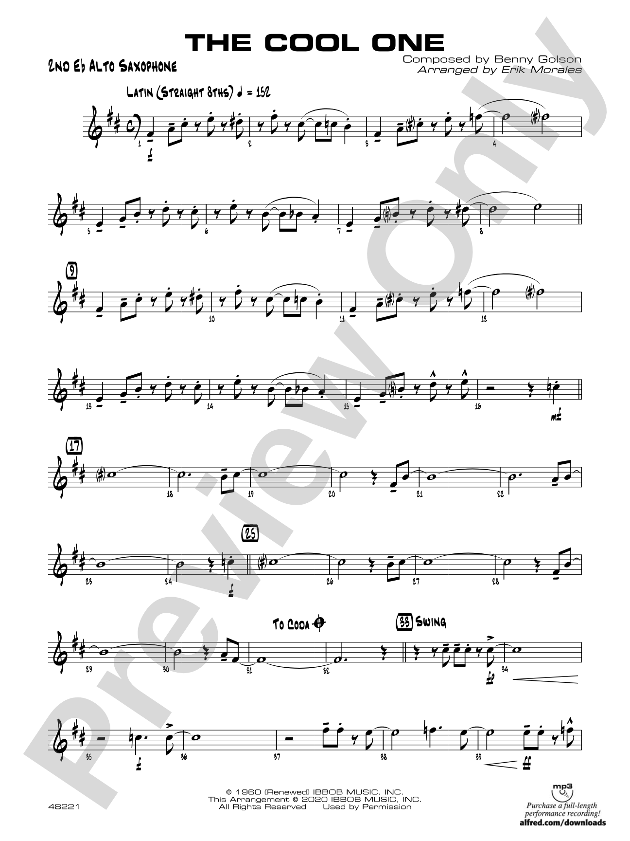 The Cool One: 2nd E-flat Alto Saxophone