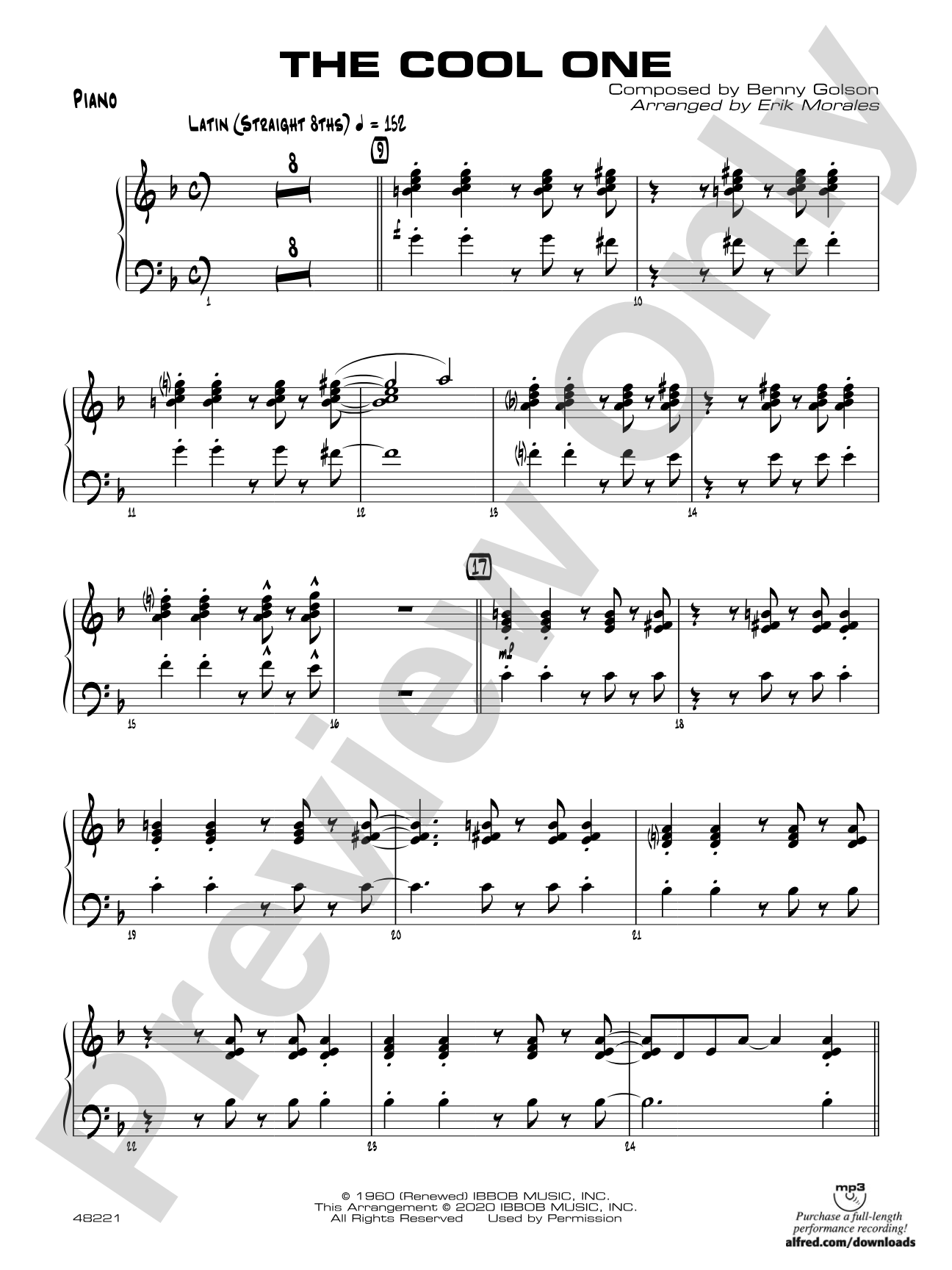The Cool One: Piano Accompaniment