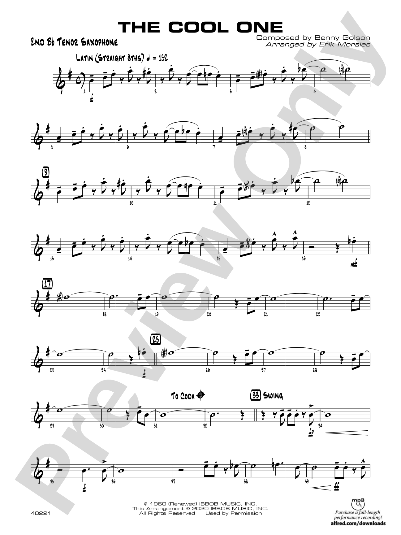 The Cool One: 2nd B-flat Tenor Saxophone